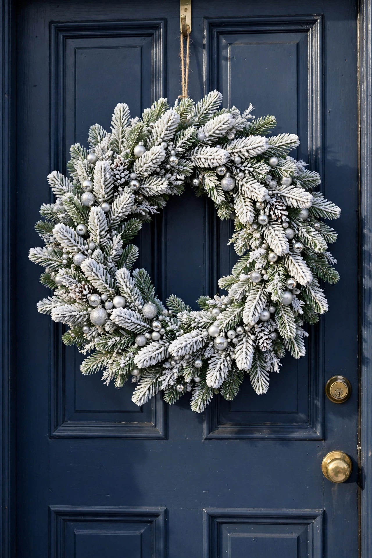 Flocked snowy wreath — Christmas wreath idea