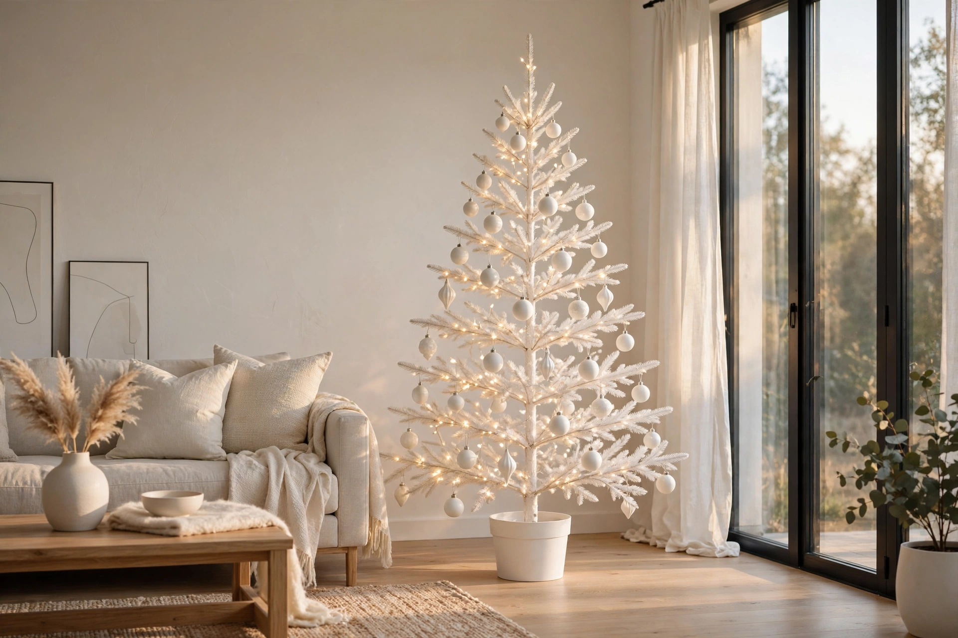 Minimalist all-white tree — white Christmas tree idea