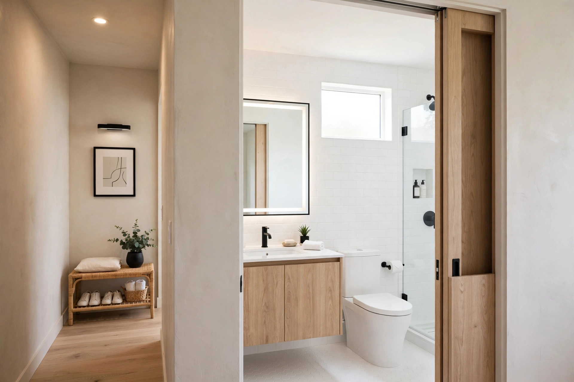Pocket sliding door — small bathroom idea