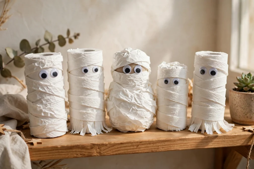 Toilet paper roll mummies — Halloween craft for children