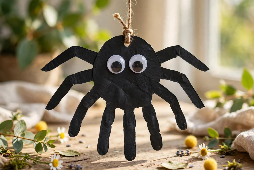 Handprint spiders — Halloween craft for children