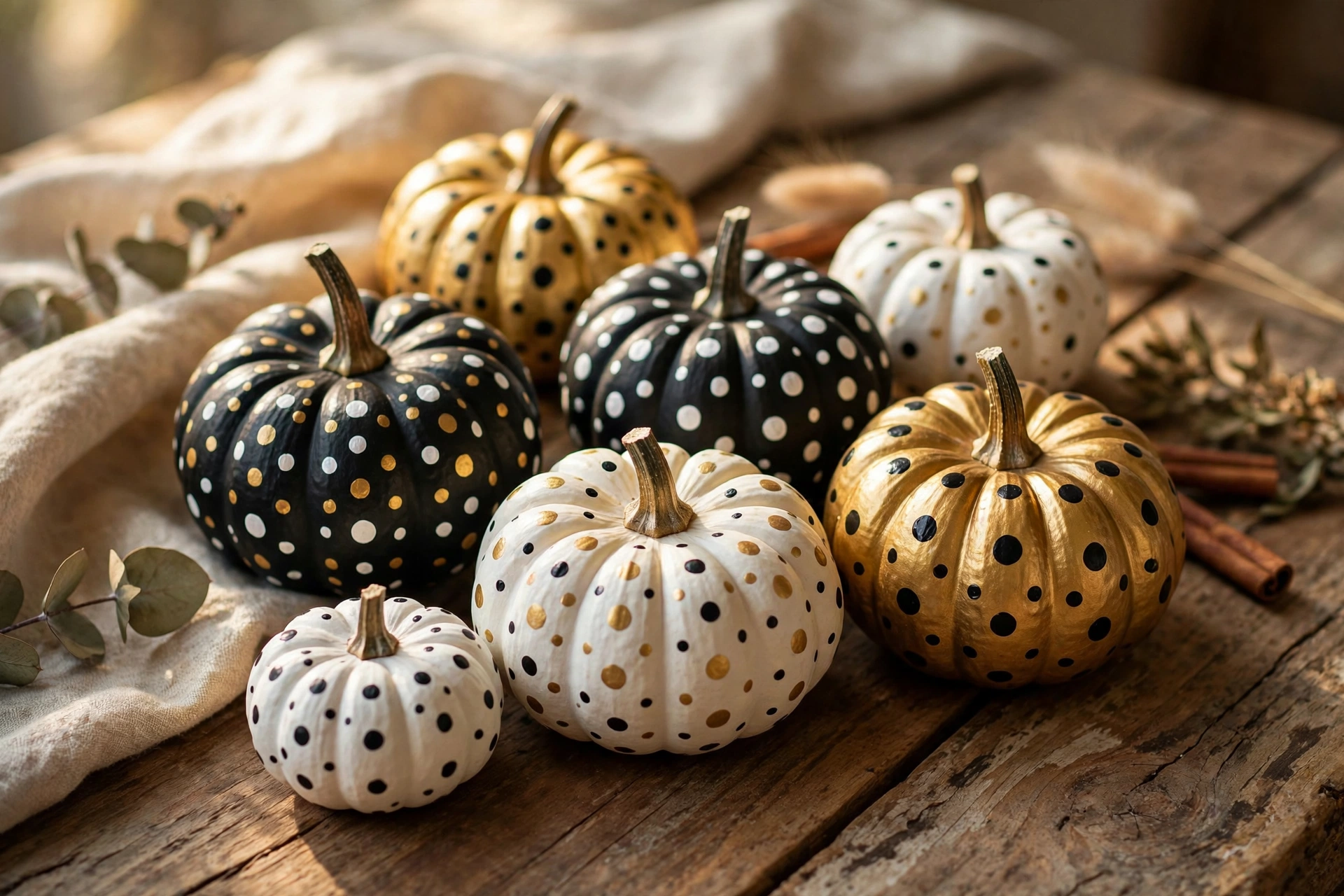 Polka dot mini pumpkins — mini pumpkin painting idea