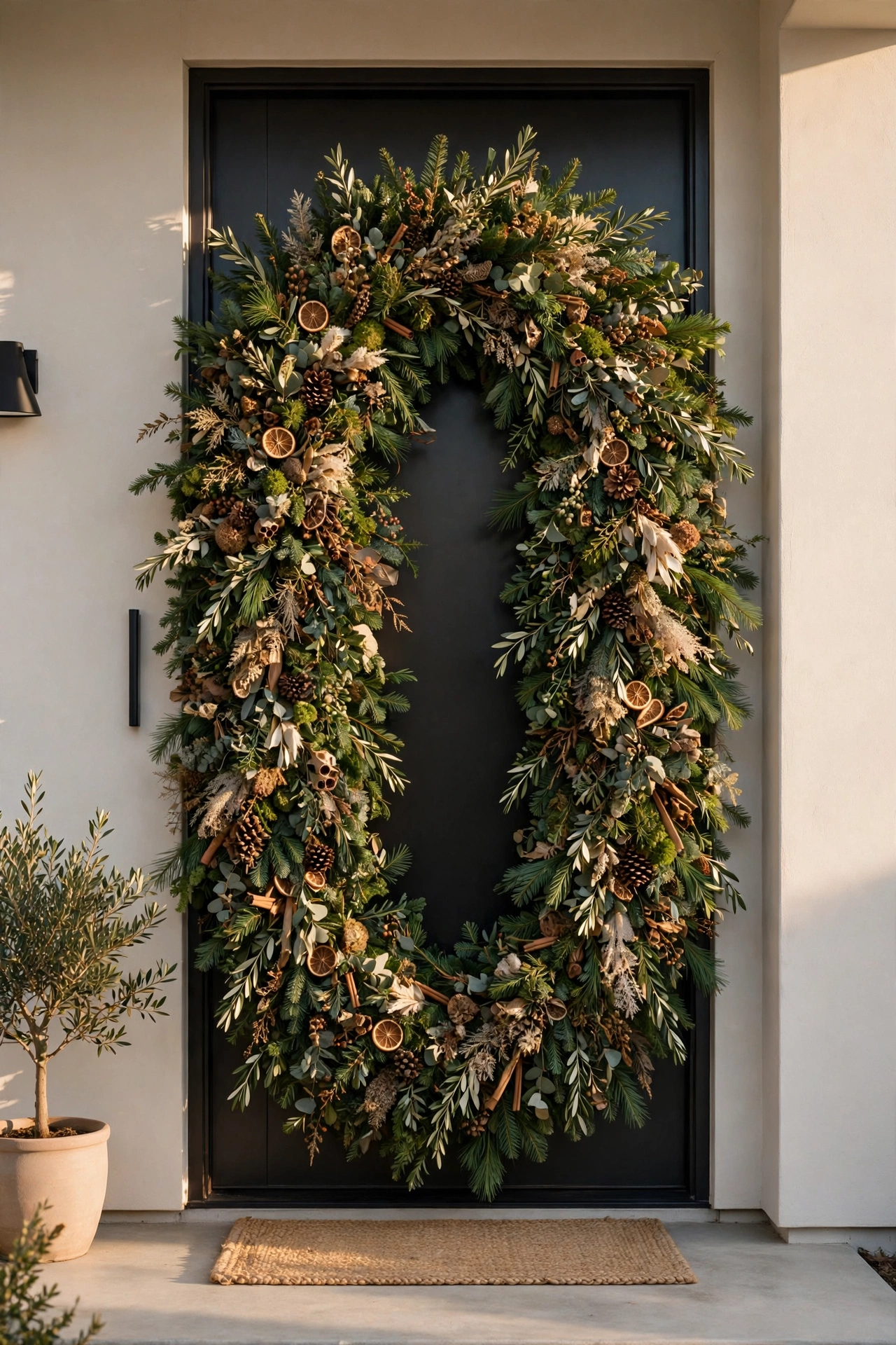 Oversized statement wreath — Christmas door idea