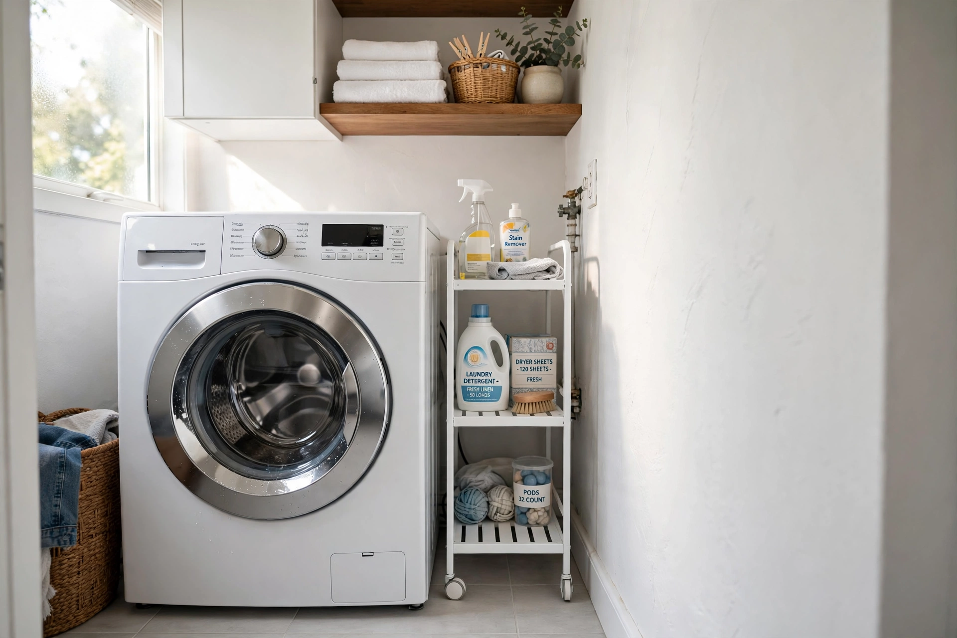 Slim rolling cart — small narrow laundry room idea