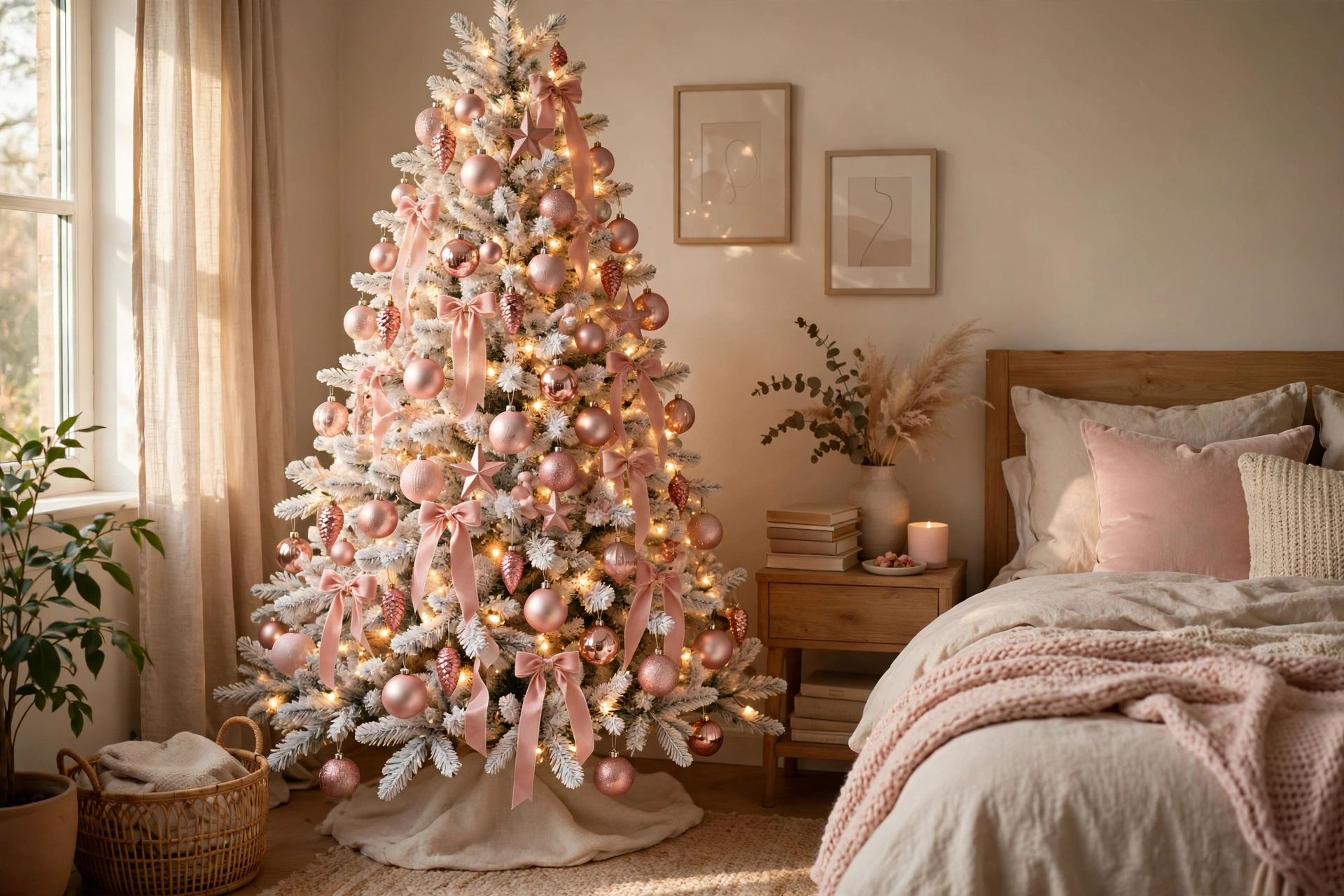 Blush pink dream tree — white Christmas tree idea