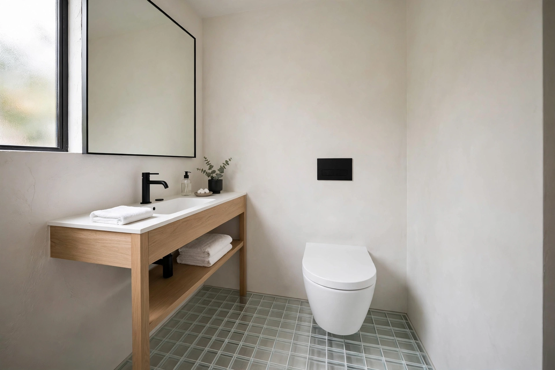 Wall-hung toilet — small bathroom idea
