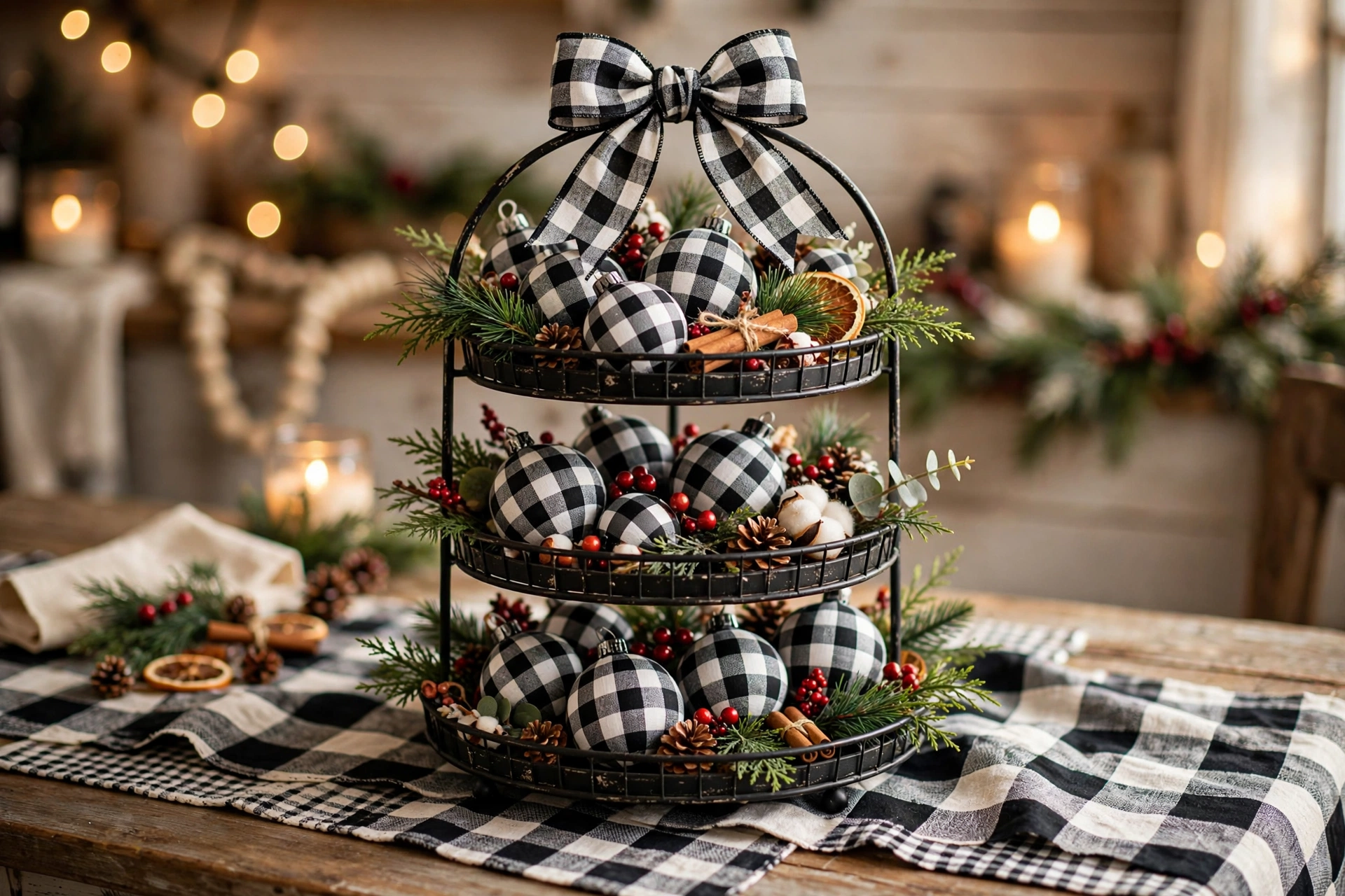 Buffalo check classic tray — Christmas tiered tray idea