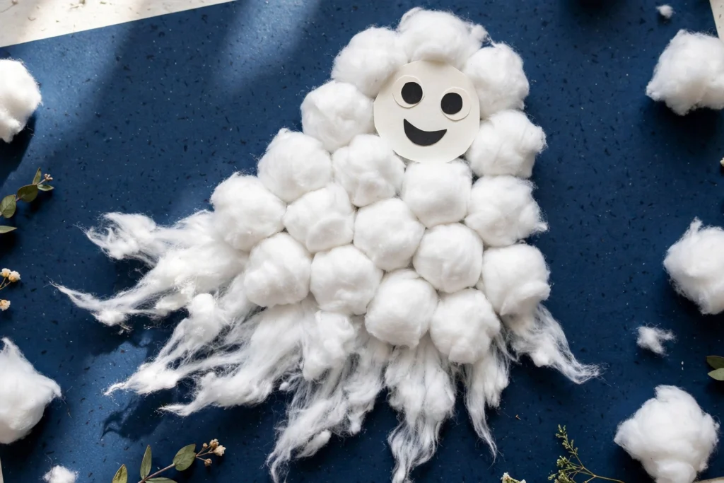Cotton ball ghosts — Halloween craft for children