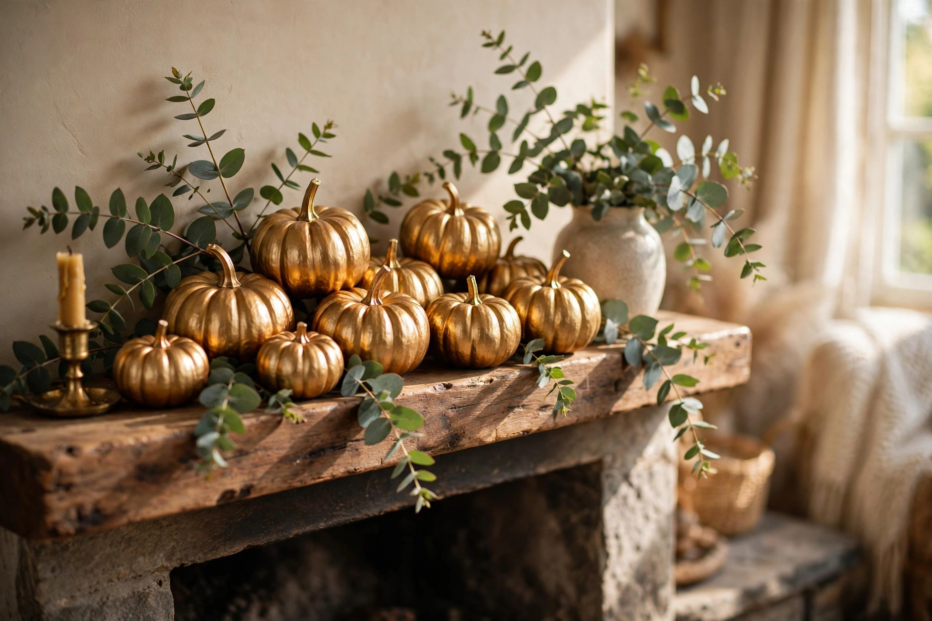 Metallic gold mini pumpkins — mini pumpkin painting idea