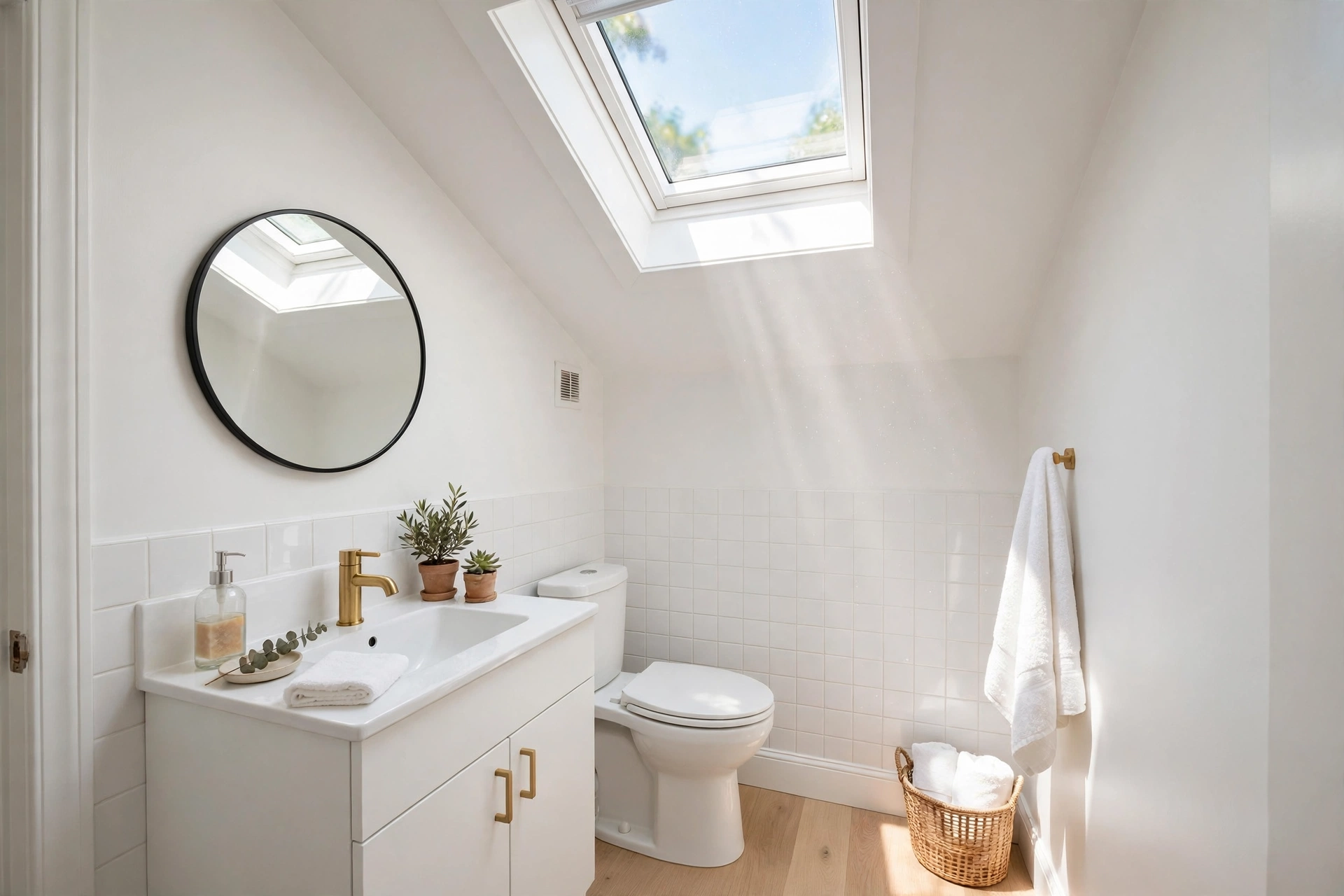 Skylight for natural light — small bathroom idea