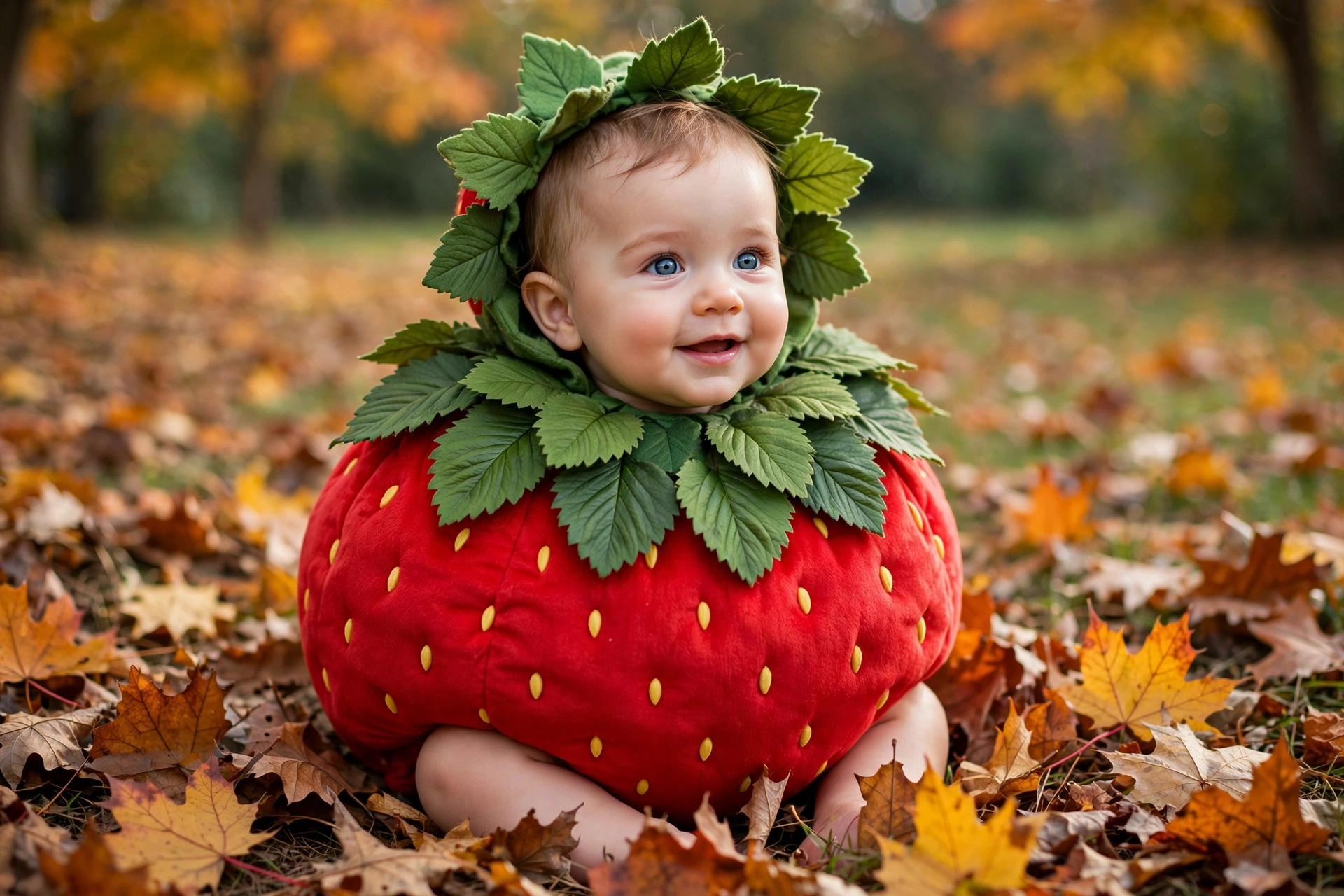Strawberry baby costume — baby's first Halloween costume idea