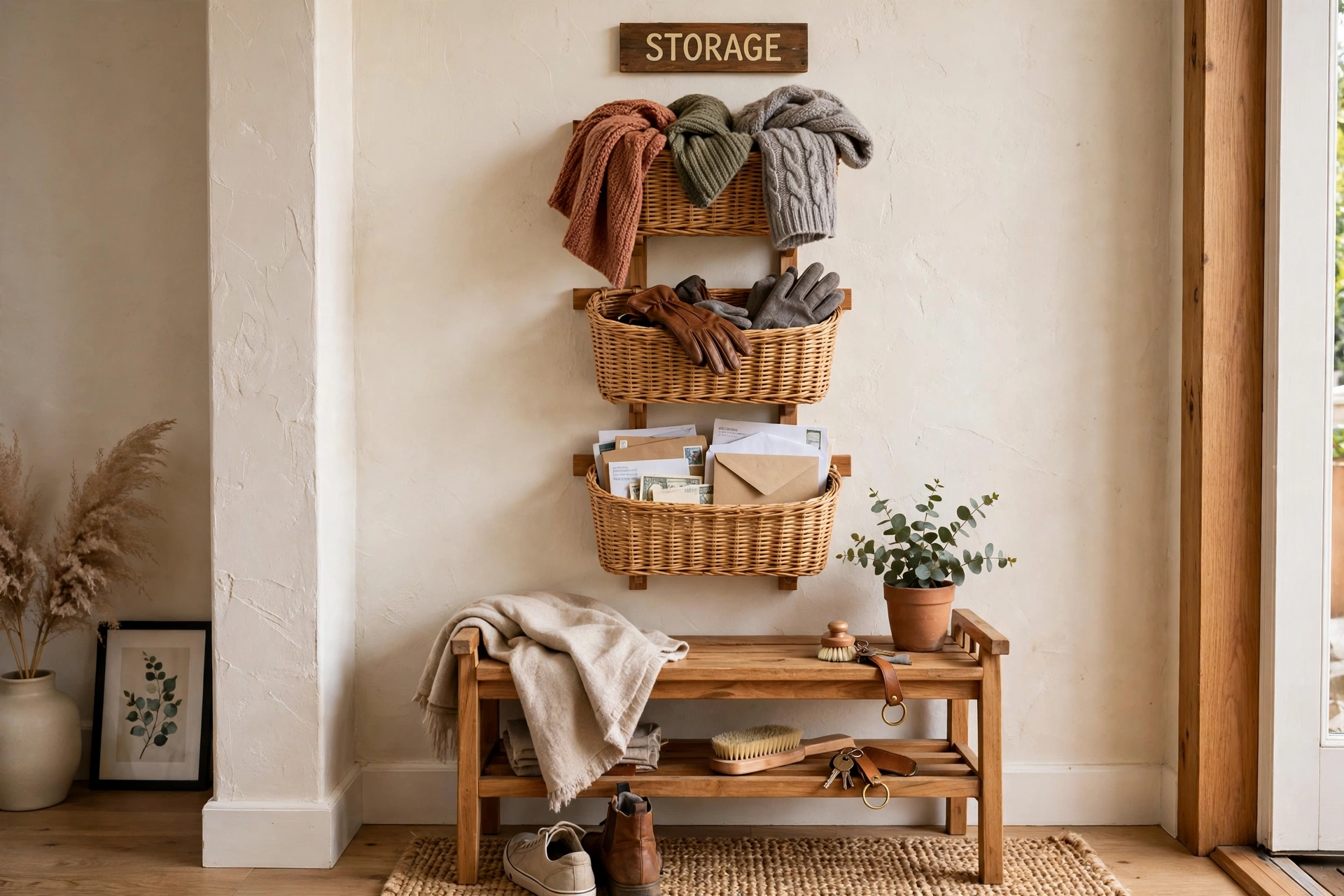 Basket wall for accessories — drop zone idea