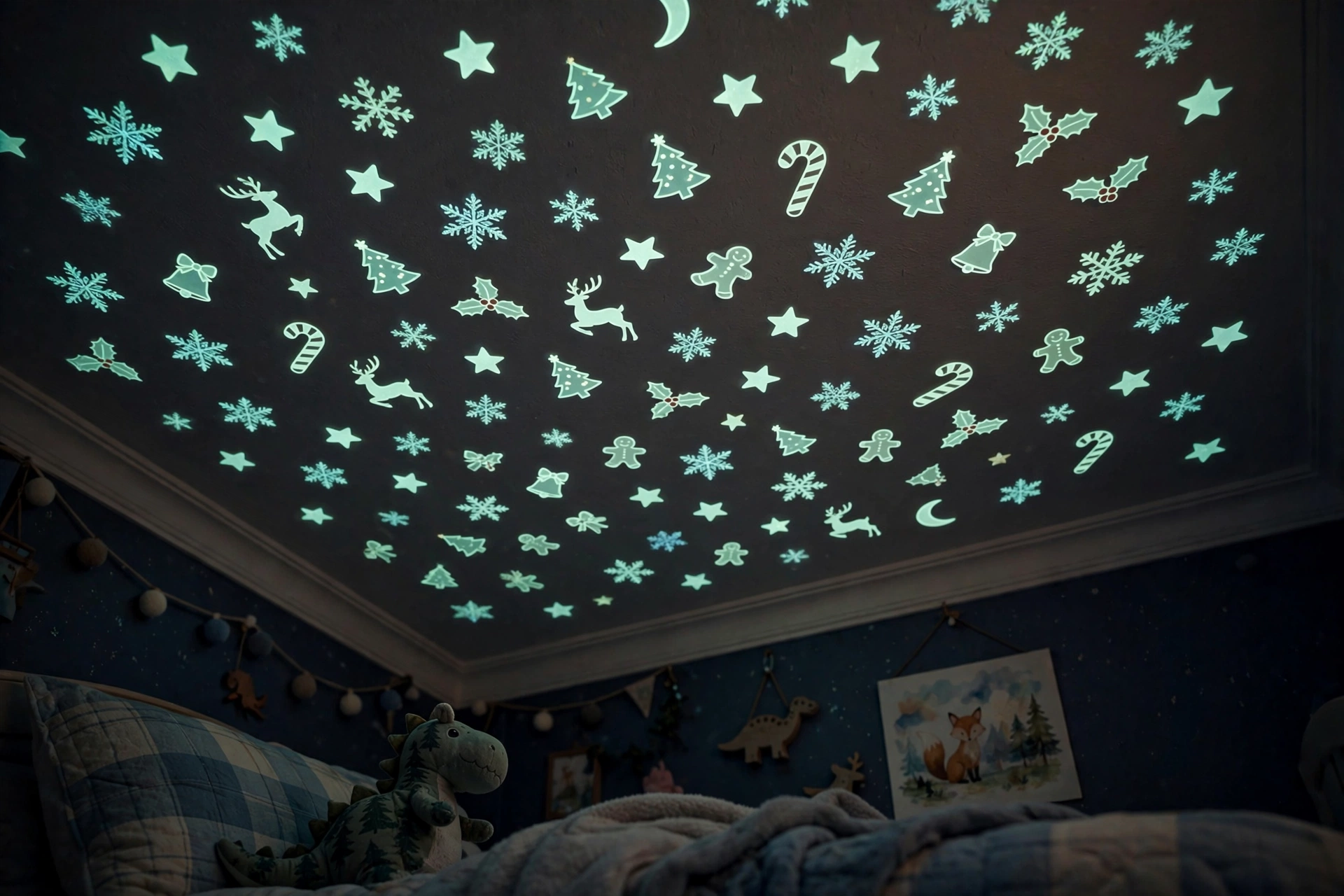 Glow-in-the-dark stars — Christmas bedroom idea for kids