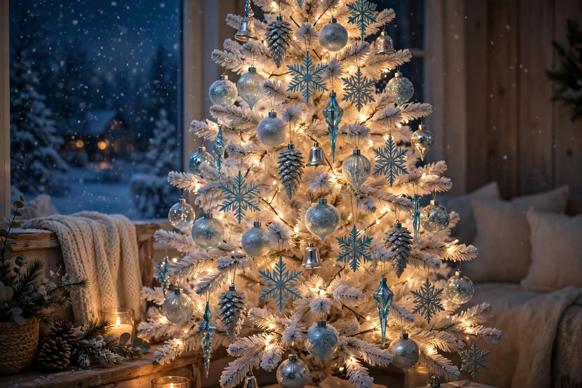 Icy blue frost tree — white Christmas tree idea