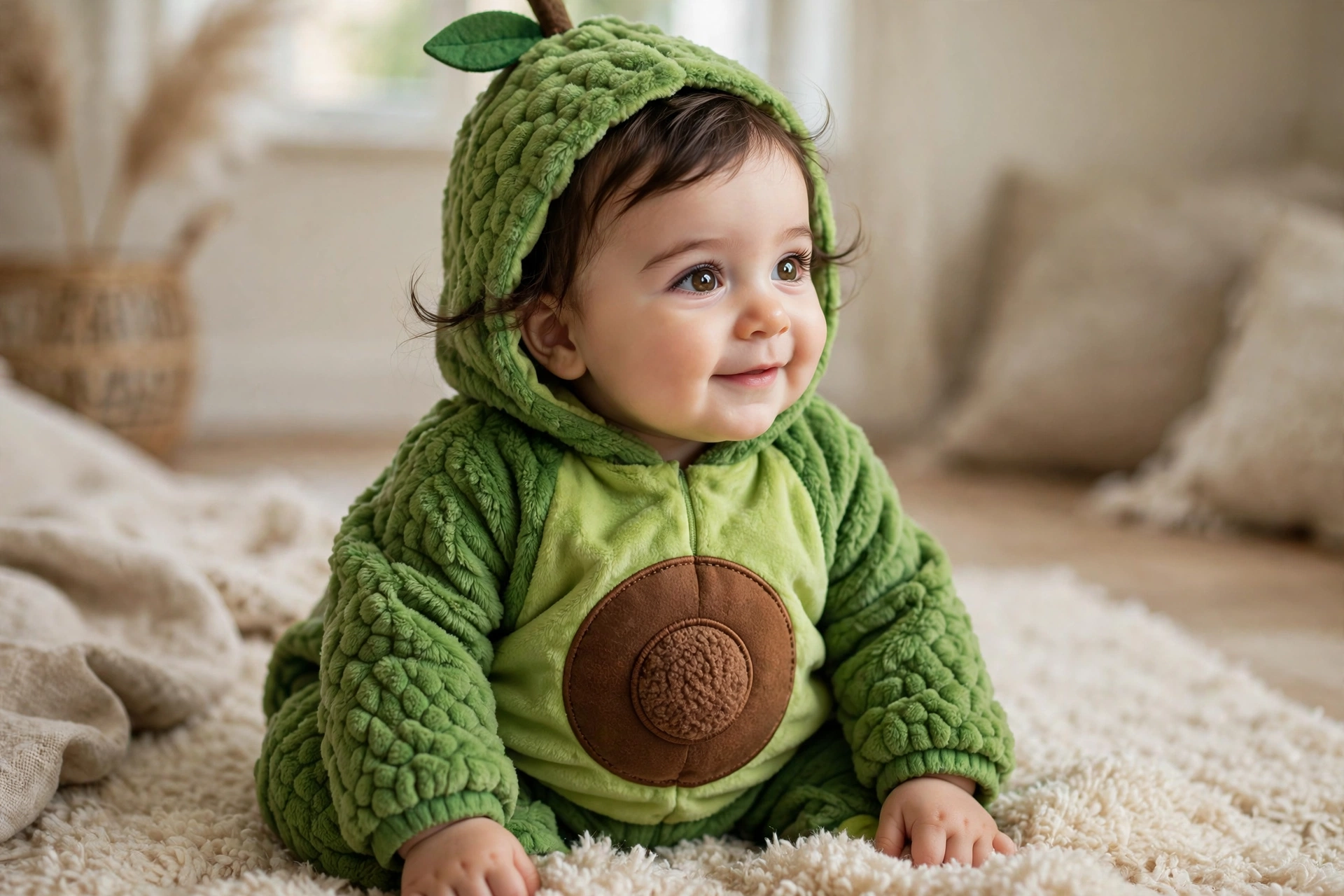 Avocado baby costume — baby's first Halloween costume idea