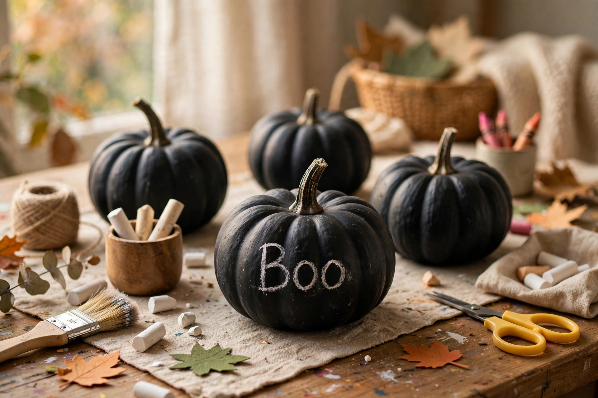 Chalkboard mini pumpkins — mini pumpkin painting idea