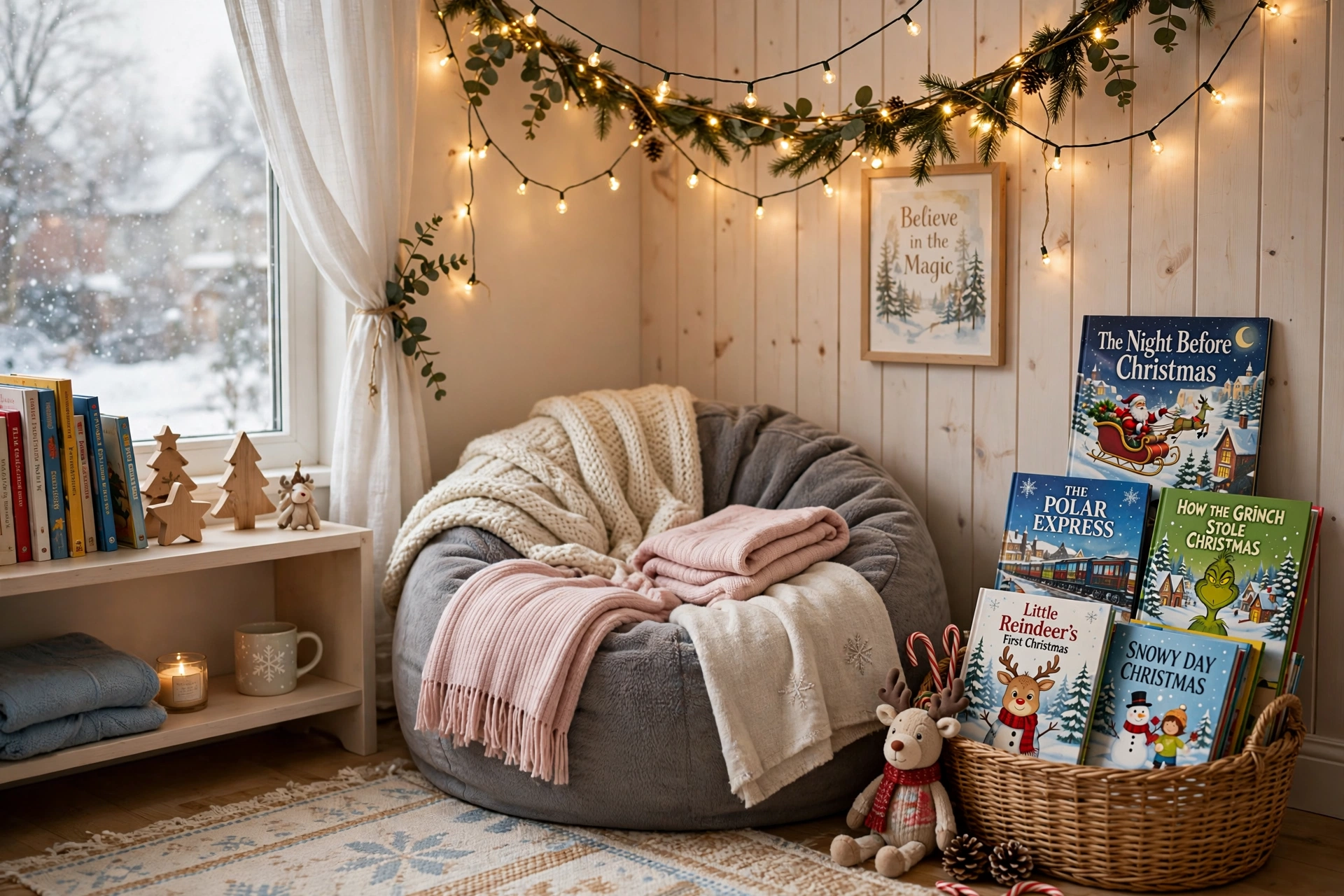 Christmas reading nook — Christmas bedroom idea for kids
