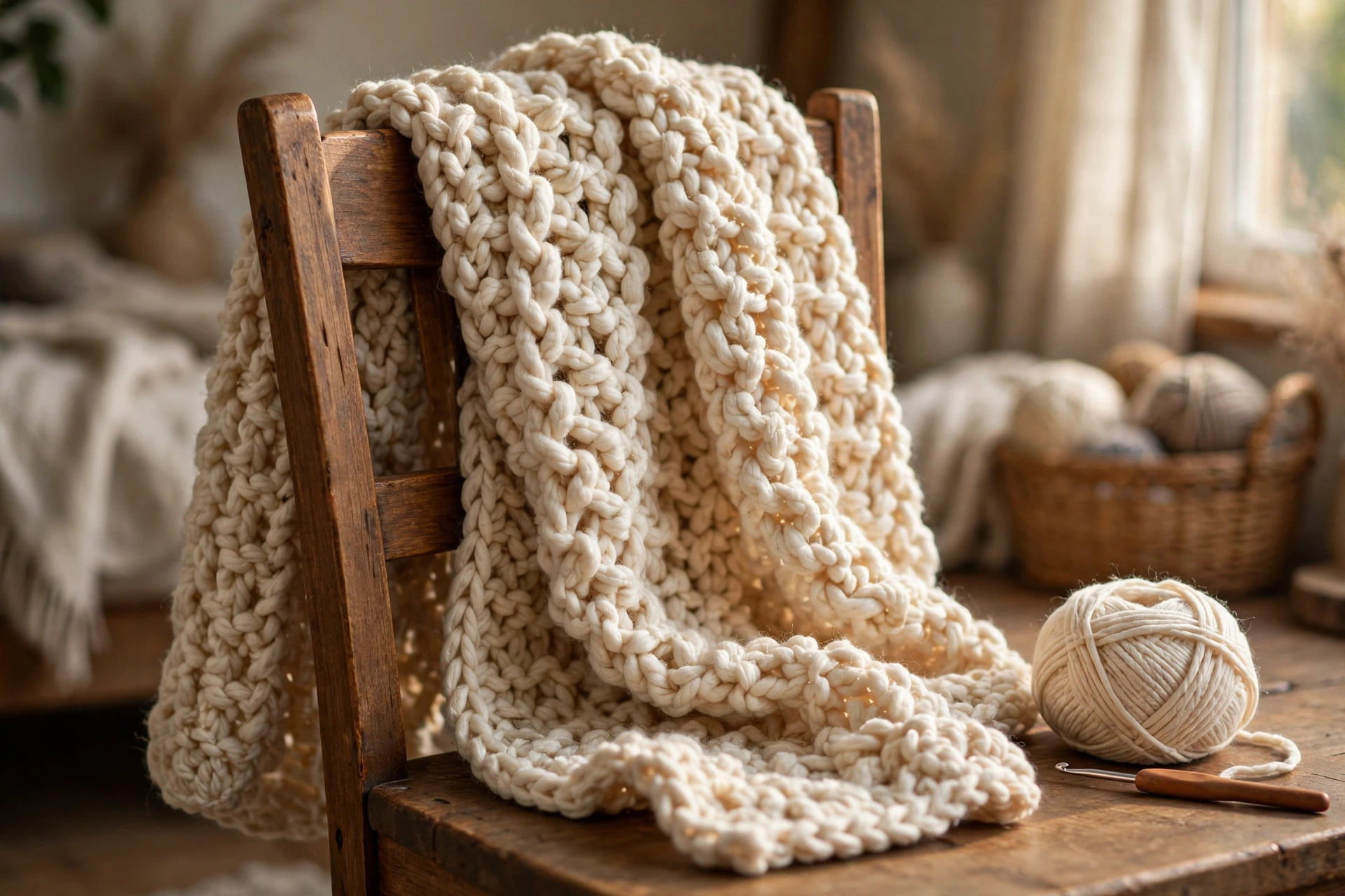 Chunky crocheted scarf — homemade Christmas gift idea