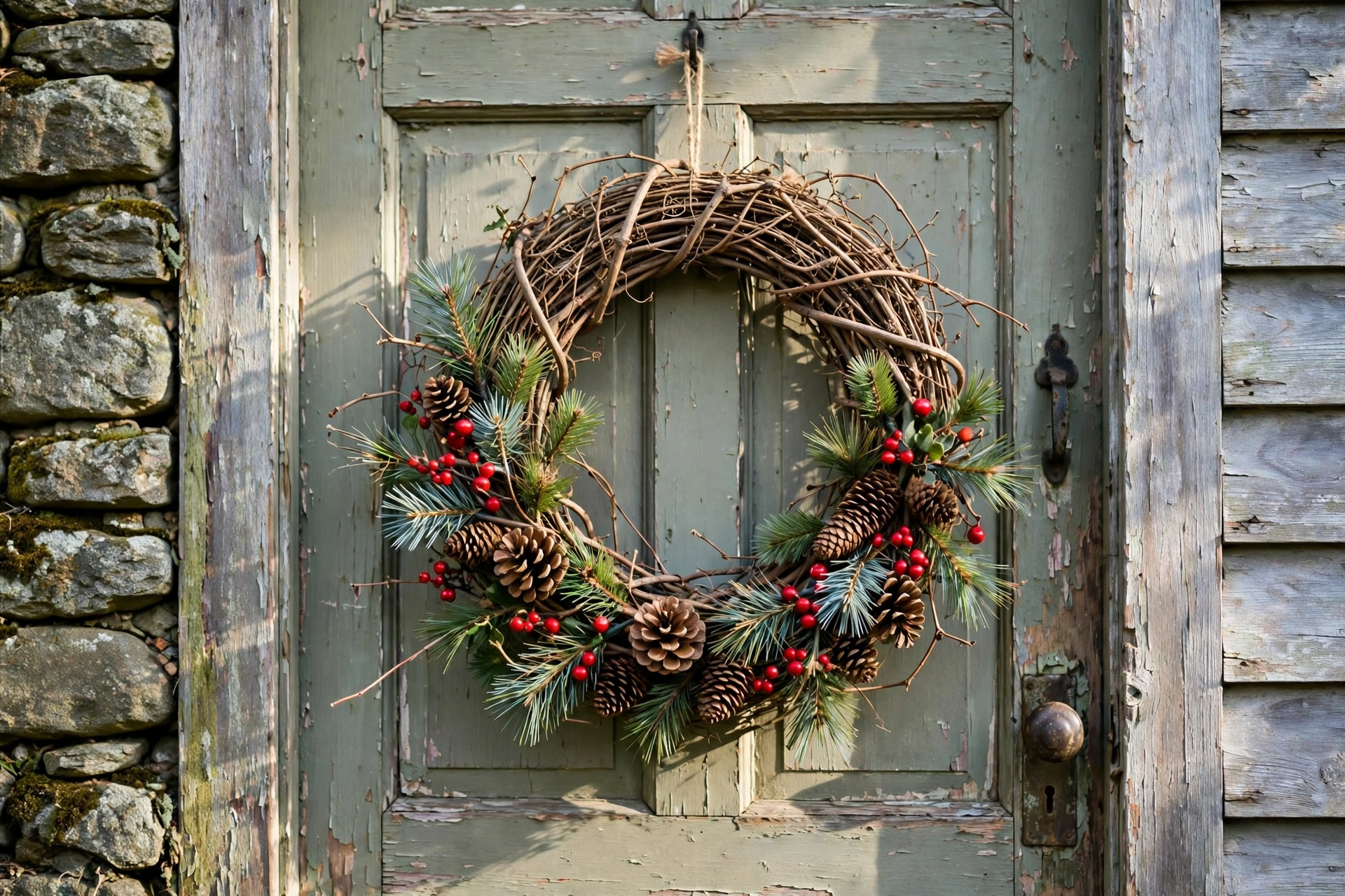 Rustic grapevine wreath — Christmas wreath idea