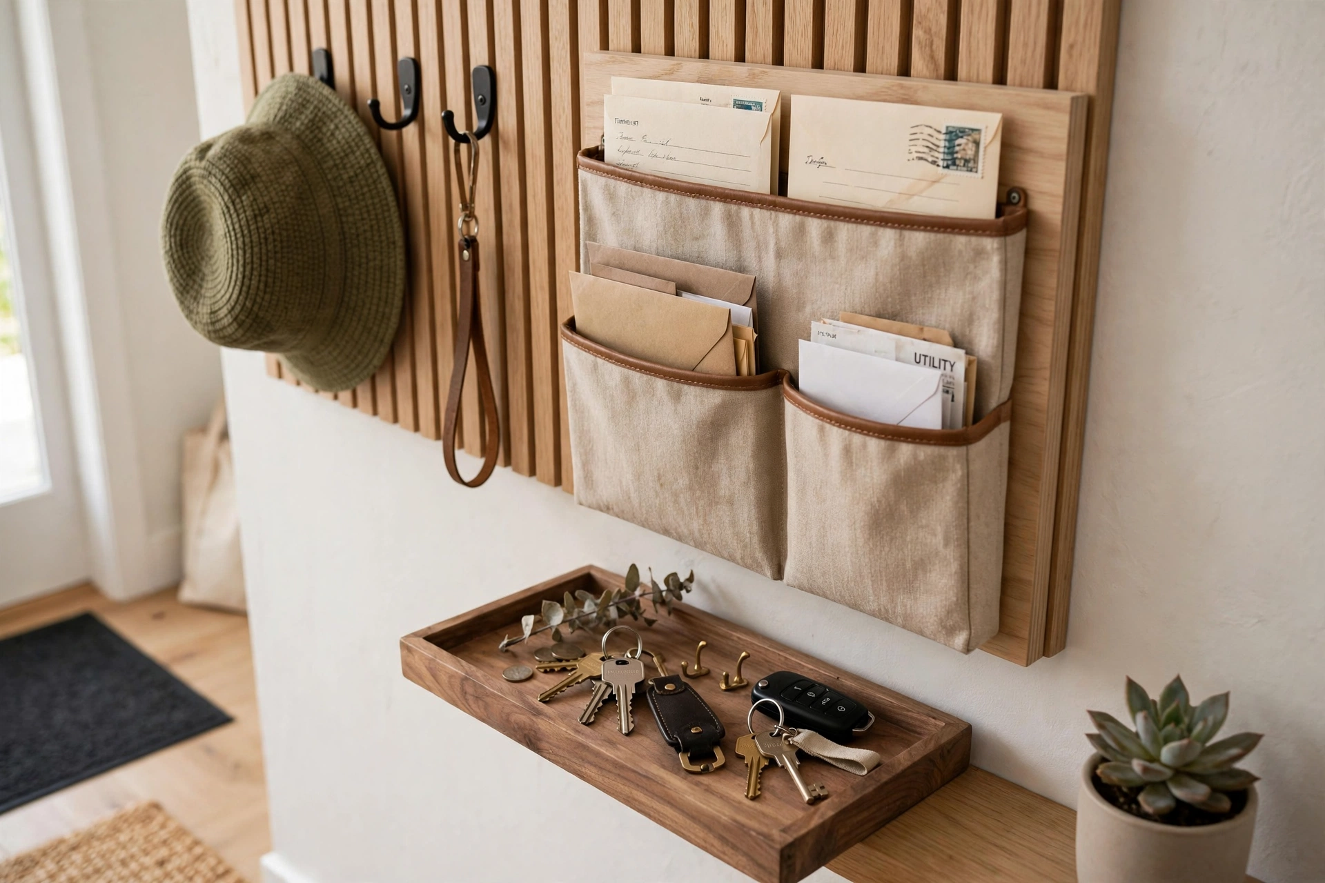 Key and mail tray station — drop zone idea