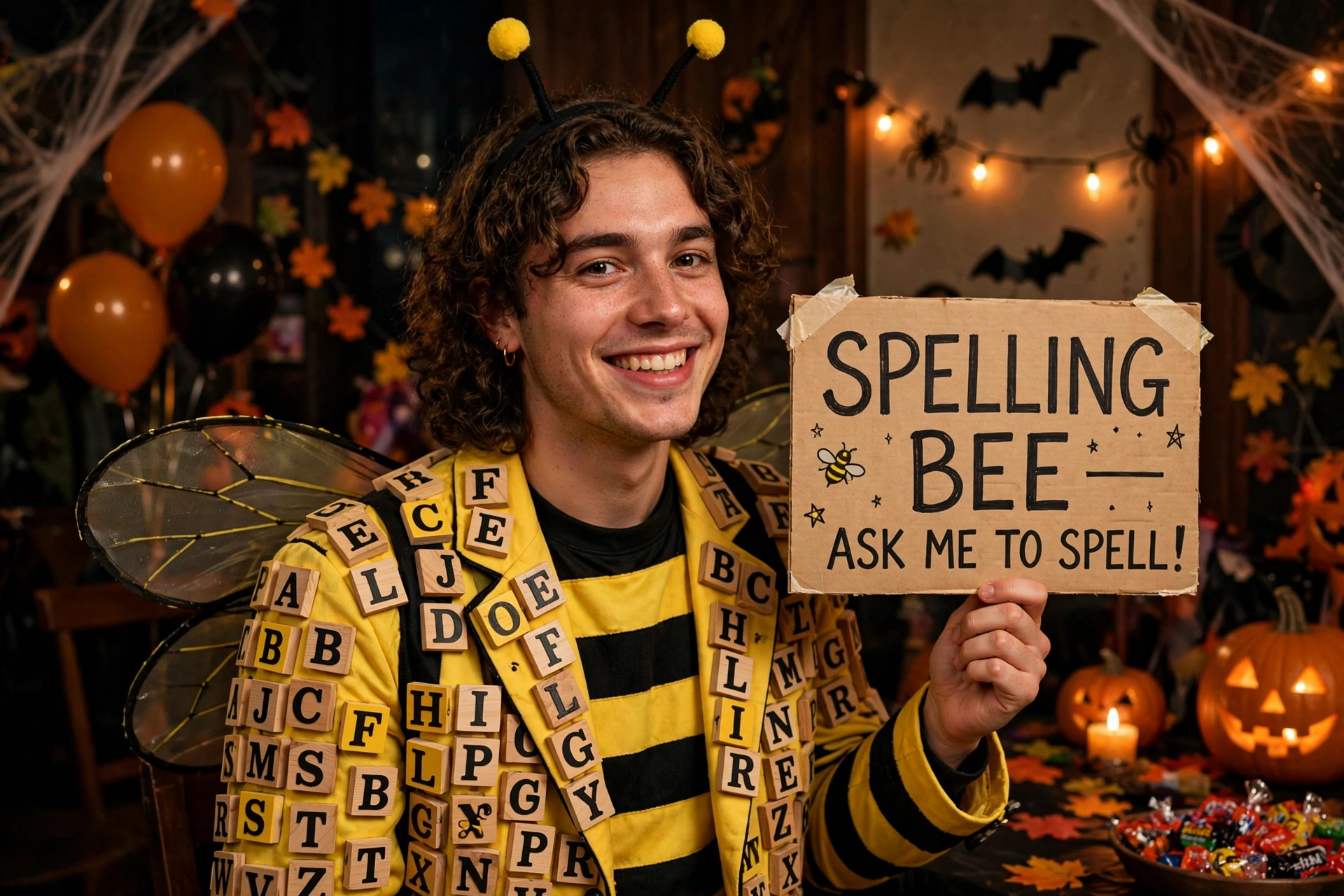 Spelling bee pun costume - funny Halloween costume idea