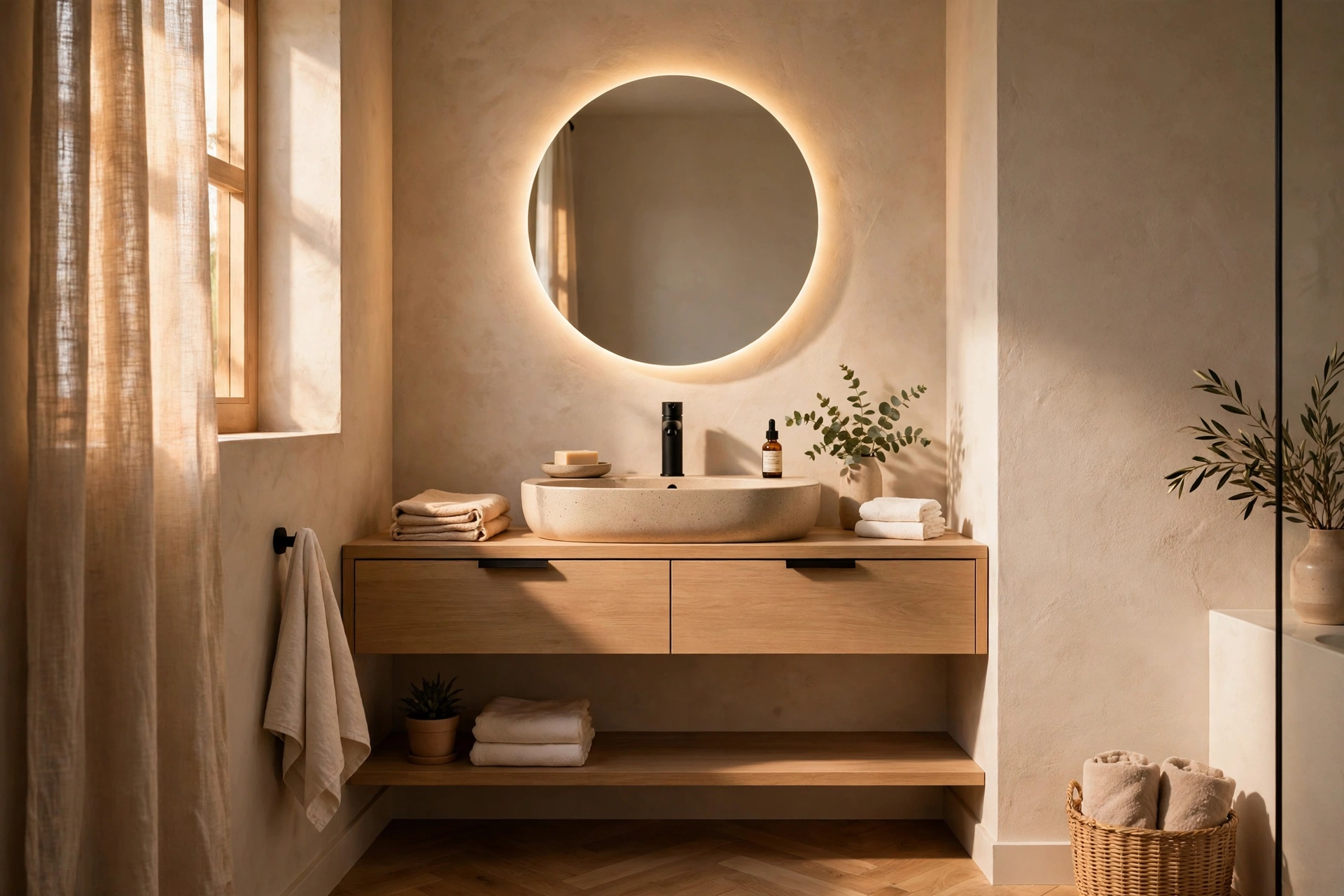 Backlit LED mirror in a small bathroom — small bathroom decor idea