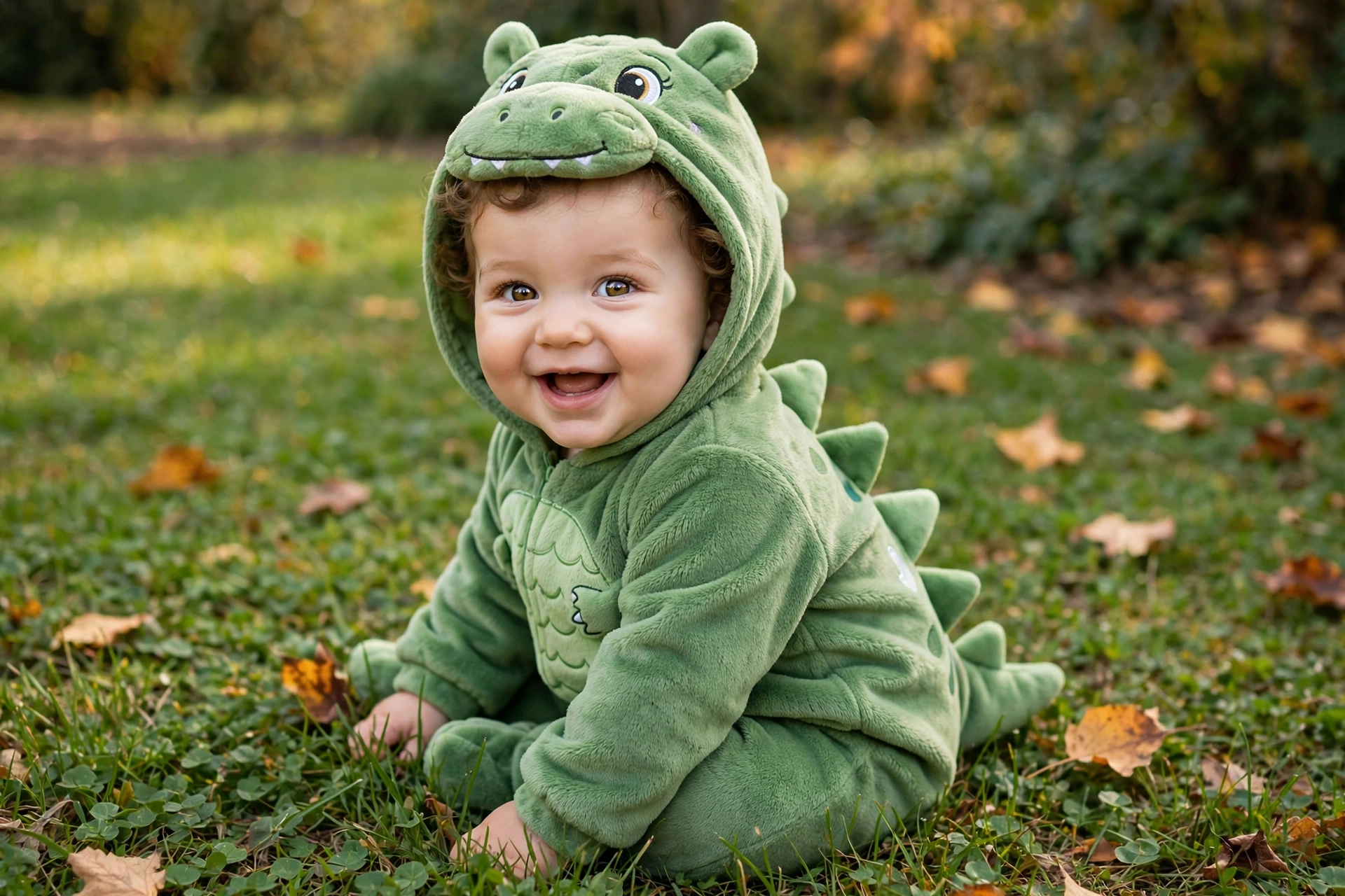 Baby dinosaur costume — baby's first Halloween costume idea