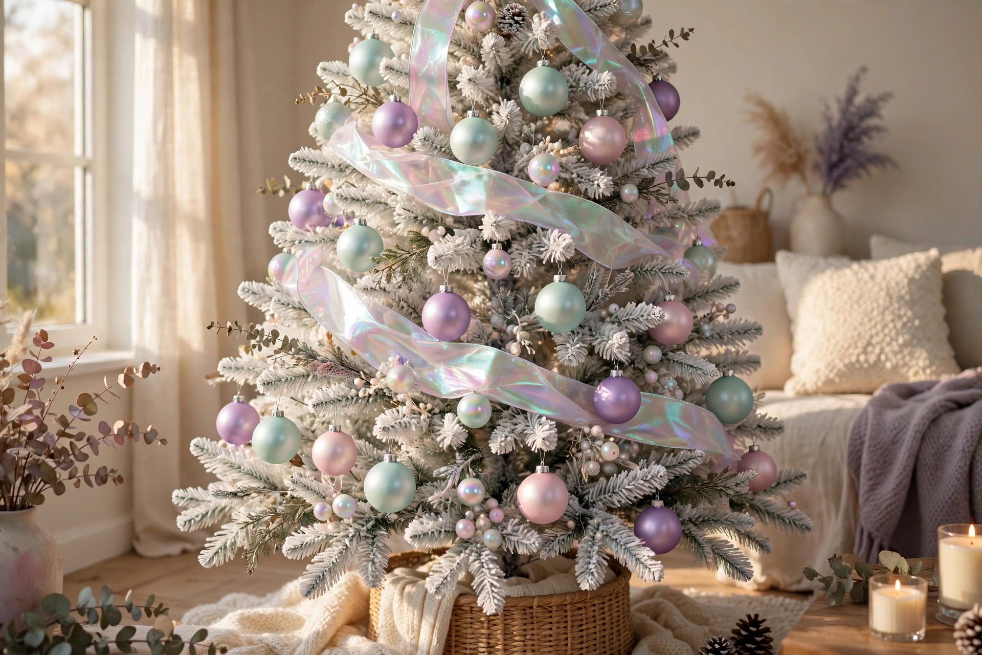 Pastel wonderland tree — white Christmas tree idea