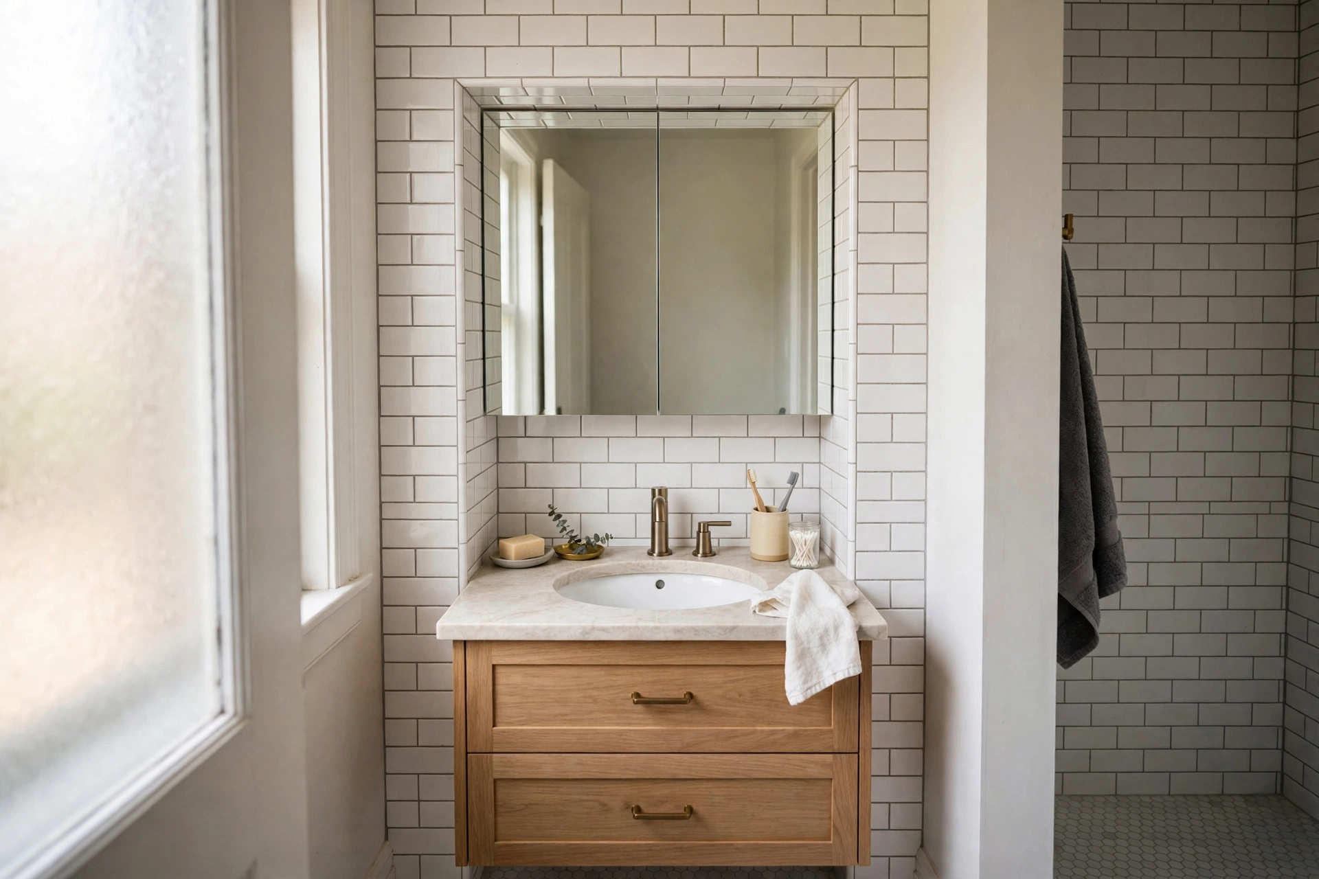 Recessed medicine cabinet — small bathroom idea