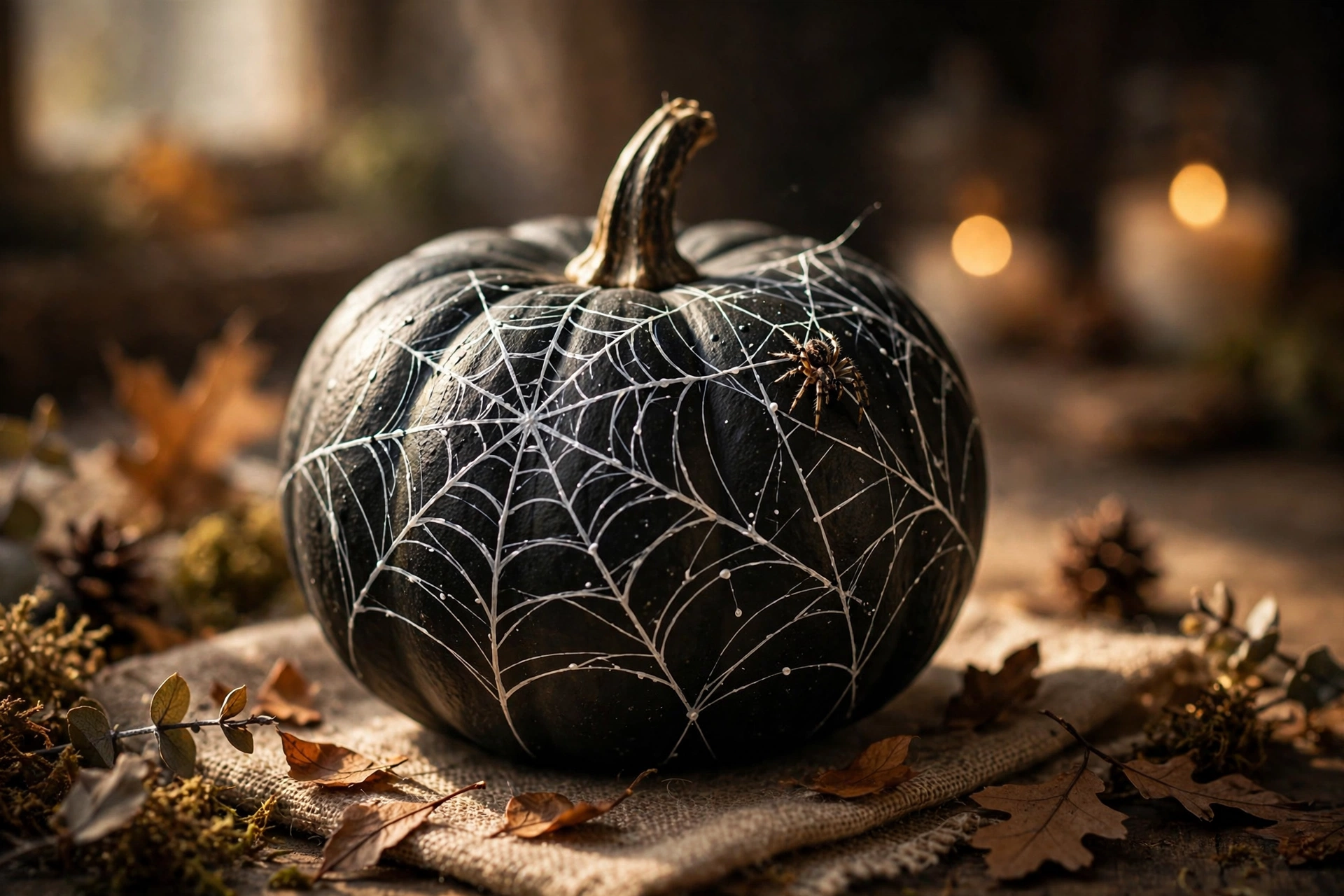 Spider web mini pumpkin — mini pumpkin painting idea