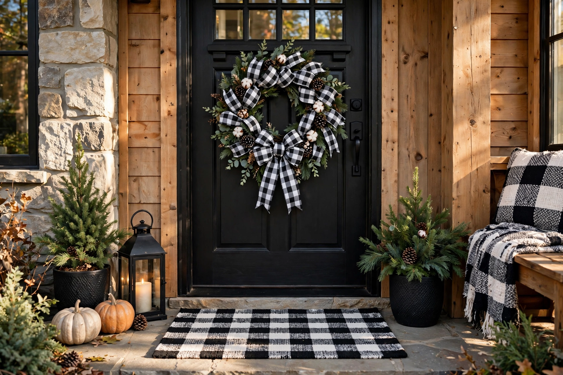 Buffalo check plaid theme — Christmas door idea