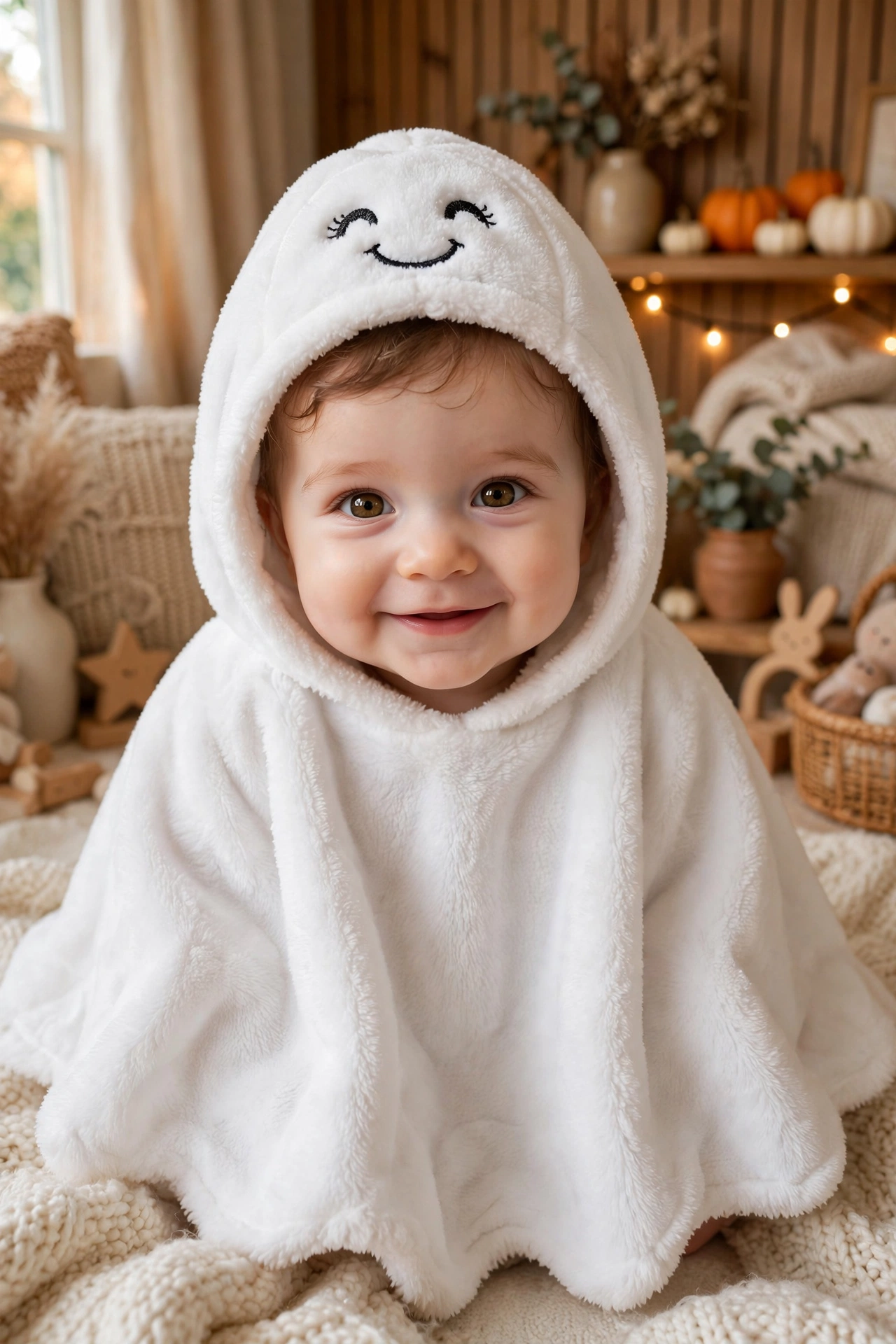 Friendly ghost baby costume — baby's first Halloween costume idea