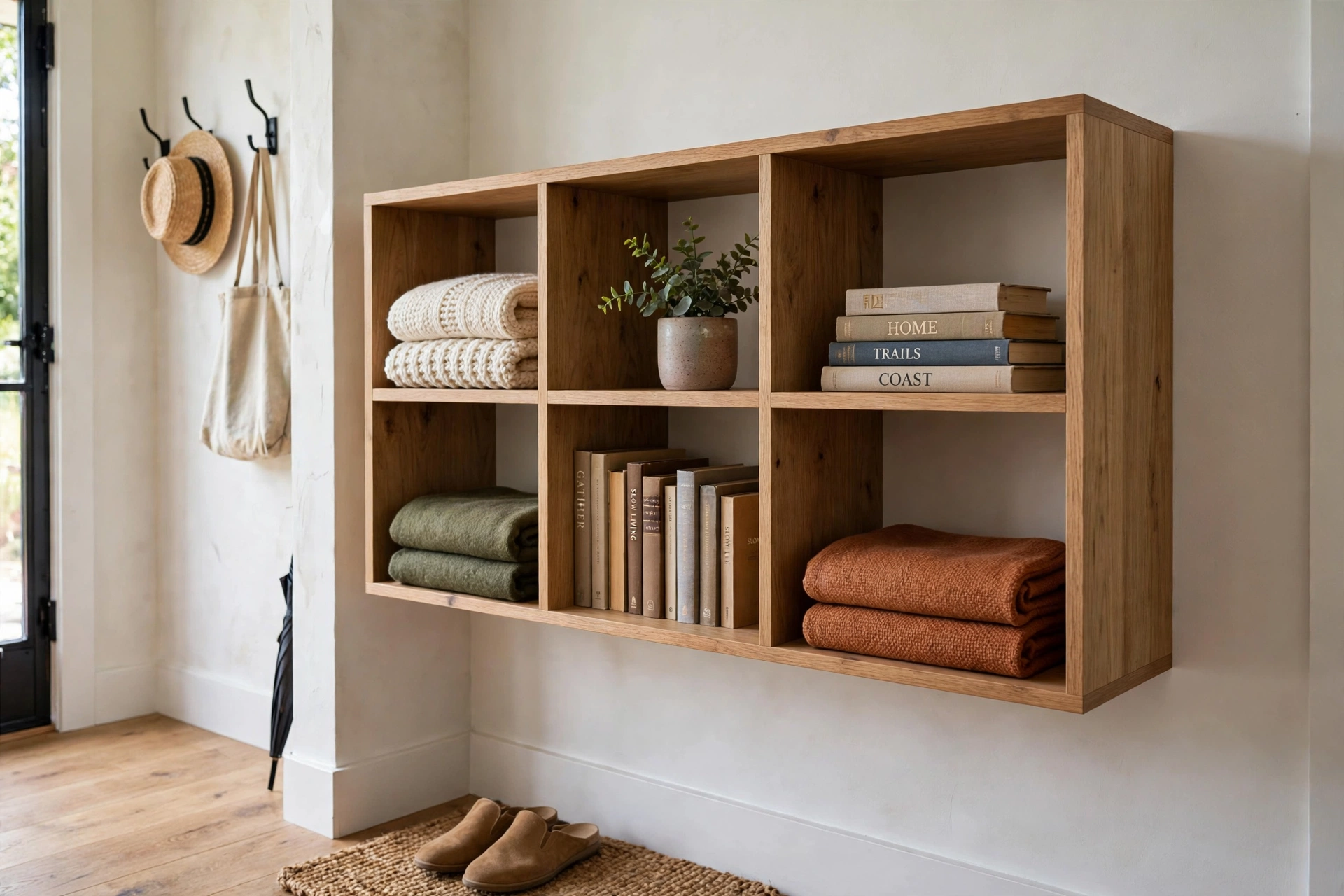 Floating cubby shelf — drop zone idea