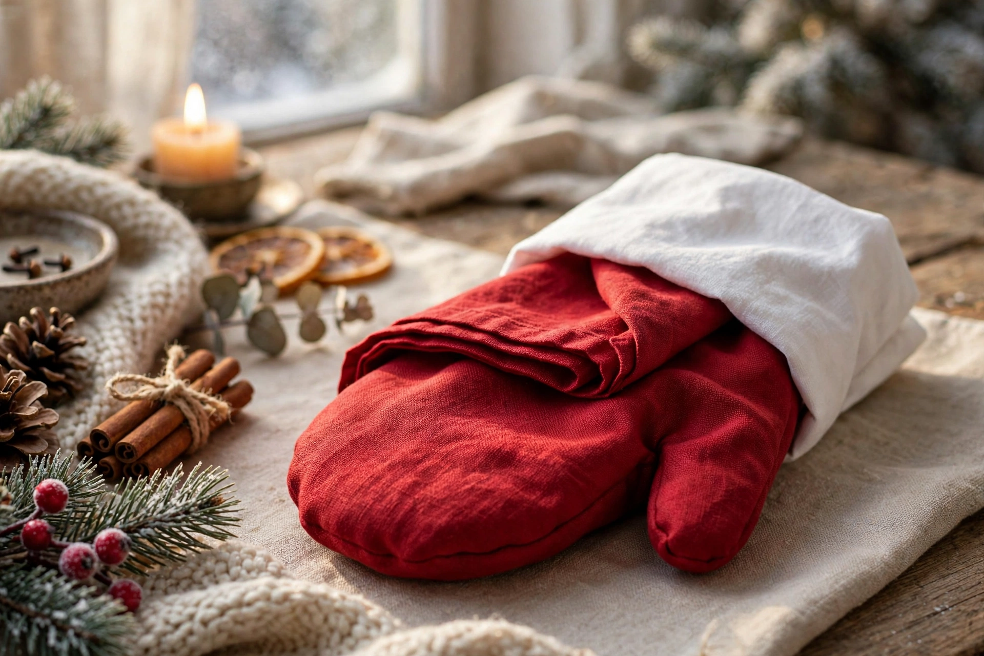 Mitten napkin fold — Christmas napkin folding idea