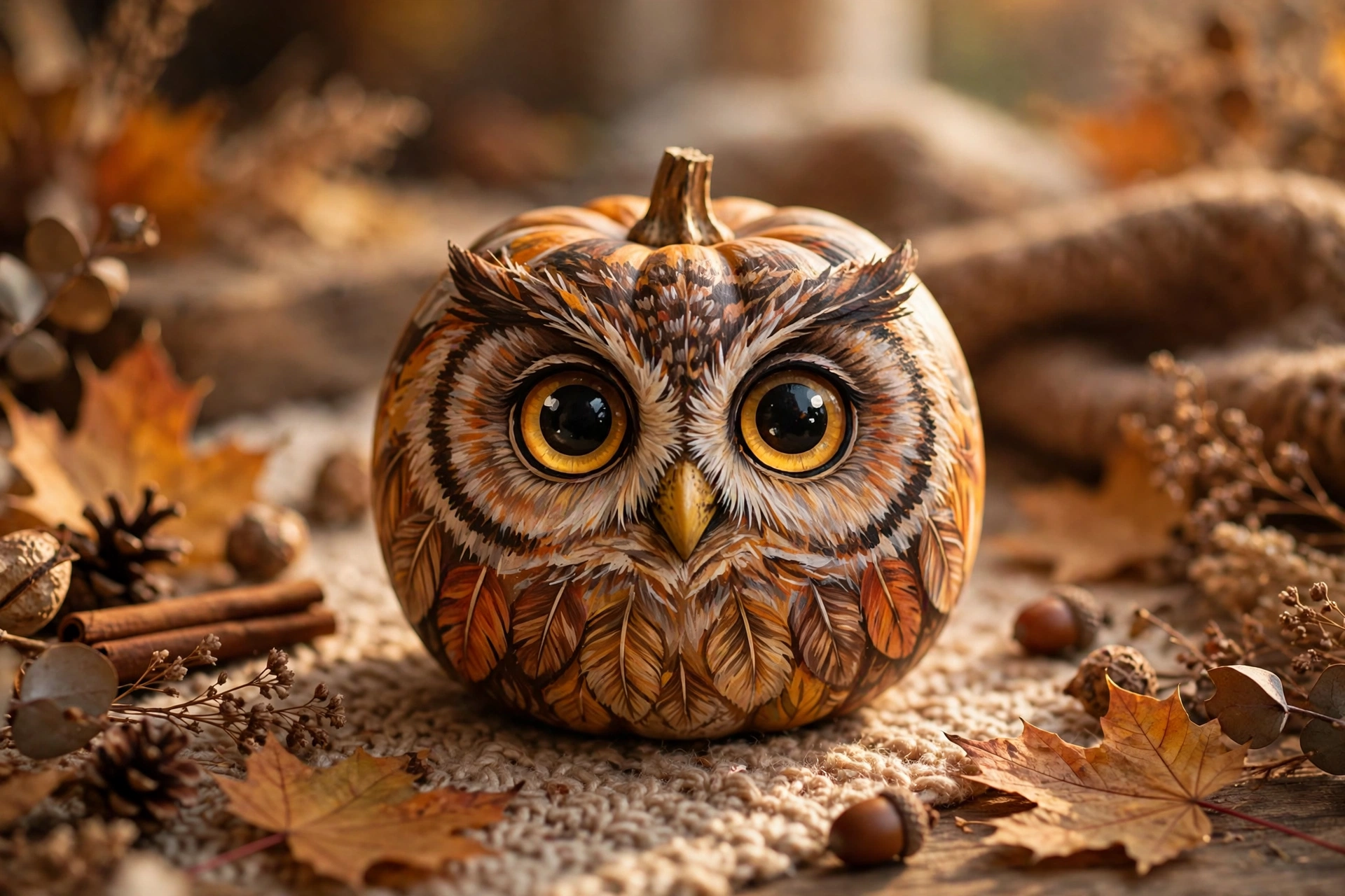 Owl mini pumpkins — mini pumpkin painting idea