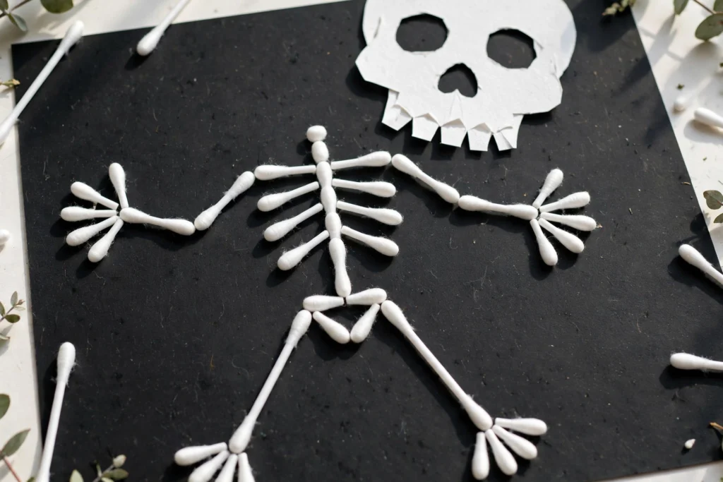 Q-tip skeletons — Halloween craft for children