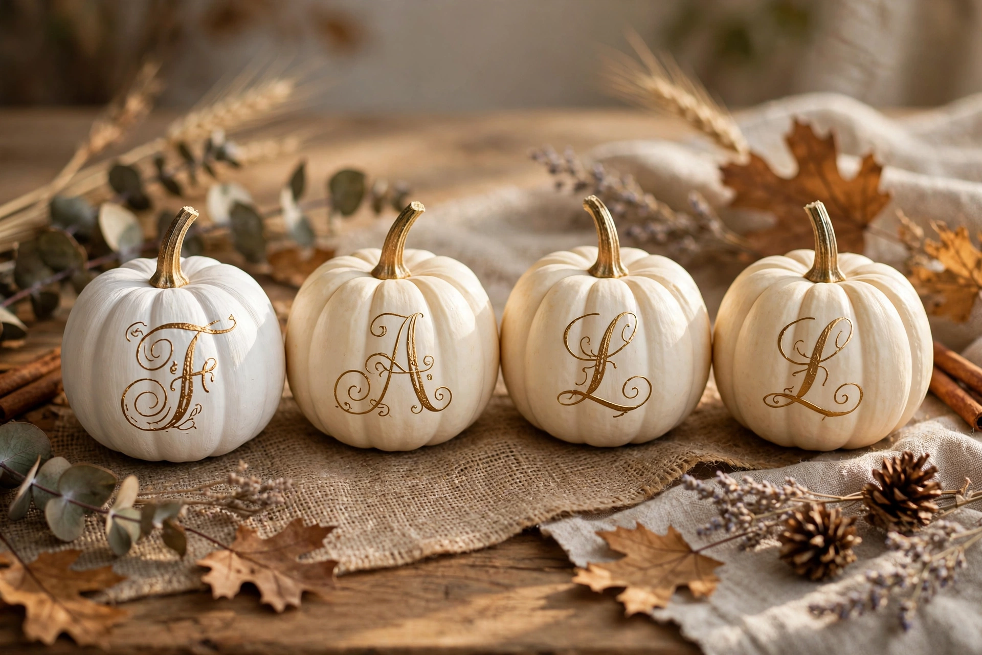 Monogram letter mini pumpkins — mini pumpkin painting idea