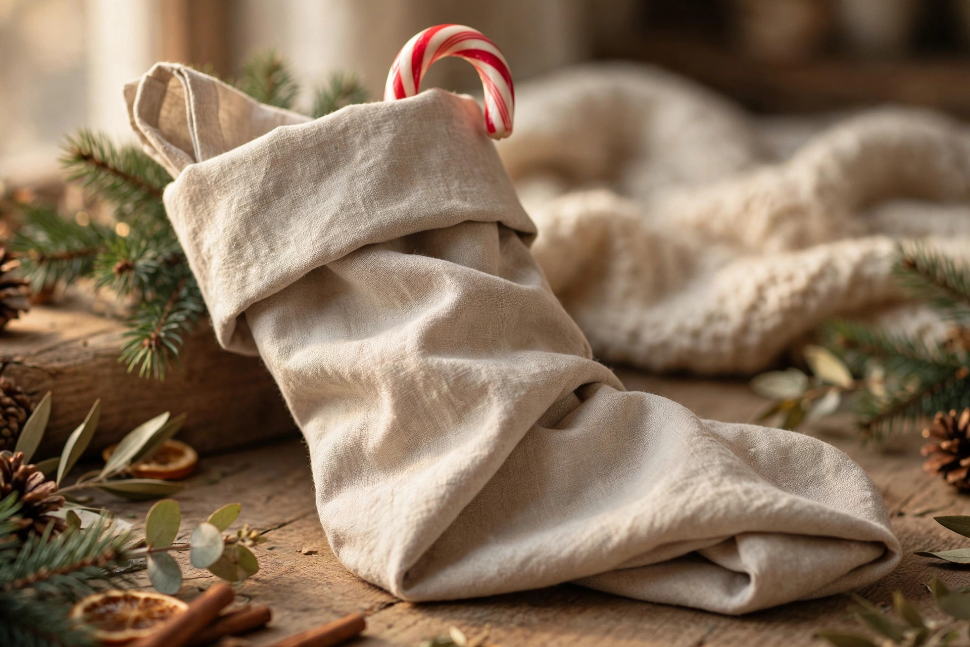 Stocking napkin fold — Christmas napkin folding idea