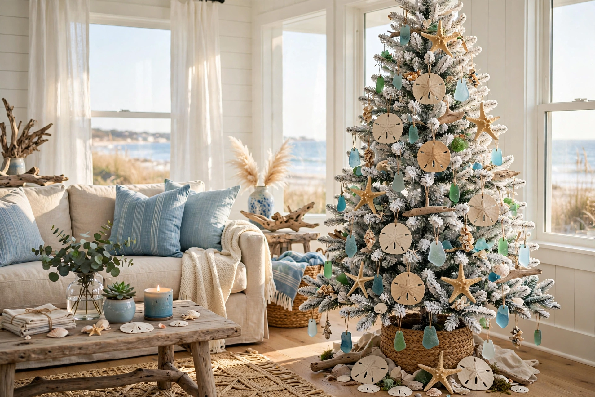 Coastal white tree — white Christmas tree idea