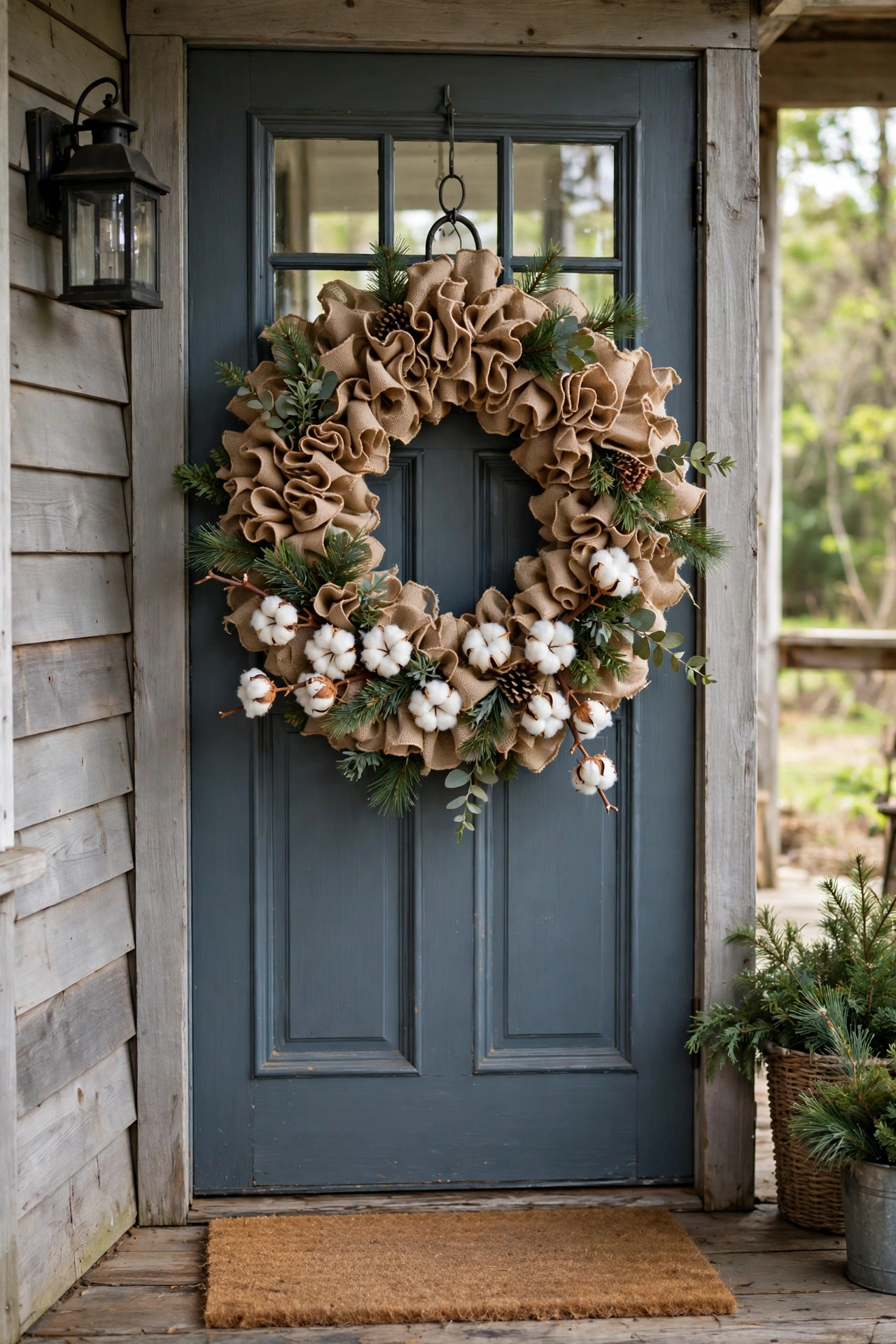 Farmhouse burlap wreath — Christmas wreath idea