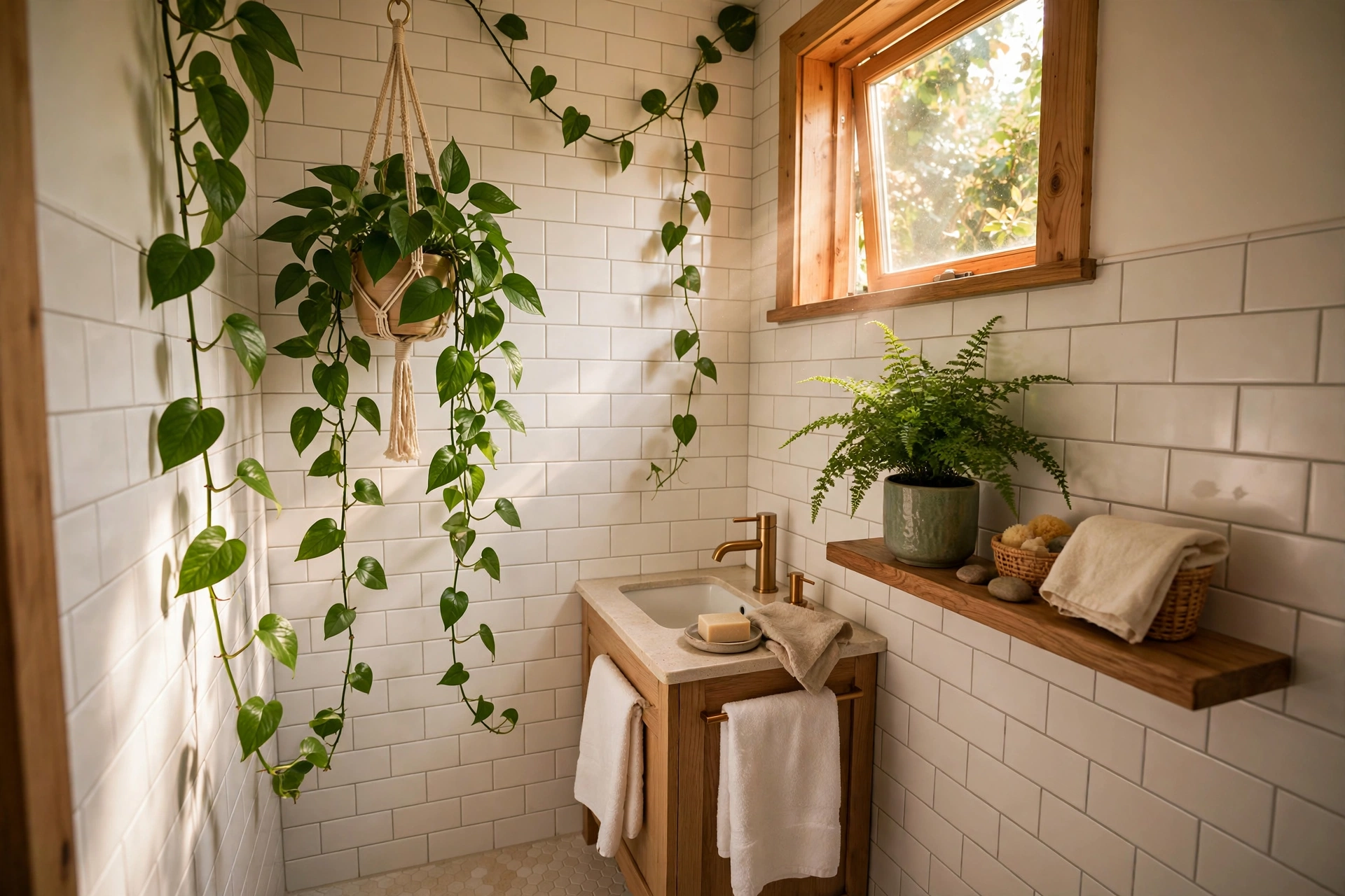 Humidity-loving plants in a small bathroom — small bathroom decor idea