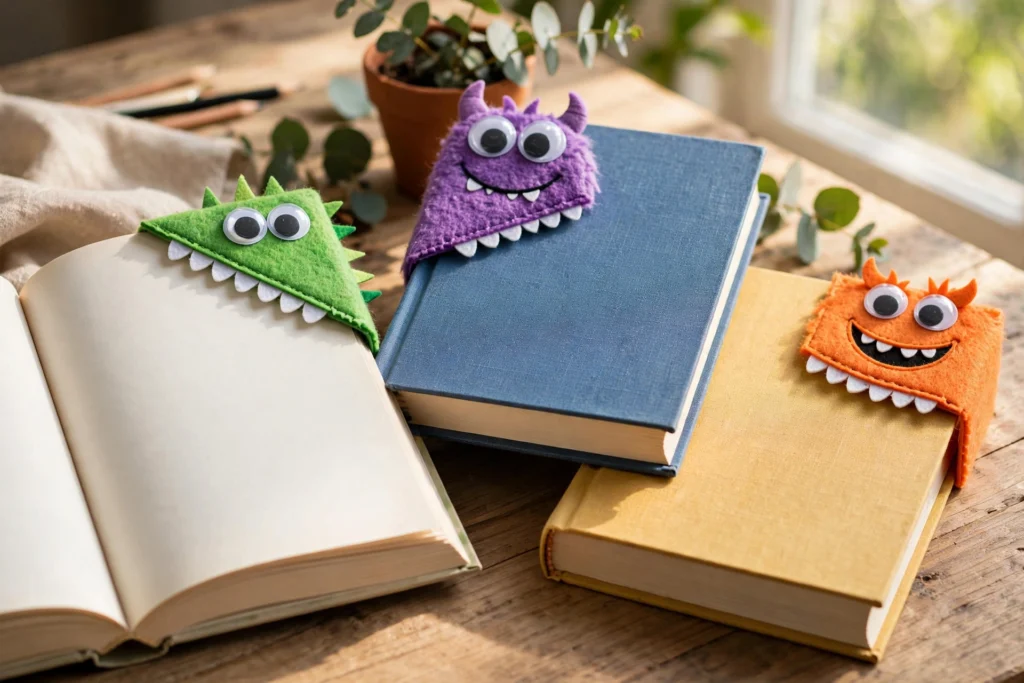 Monster corner bookmarks — Halloween craft for children
