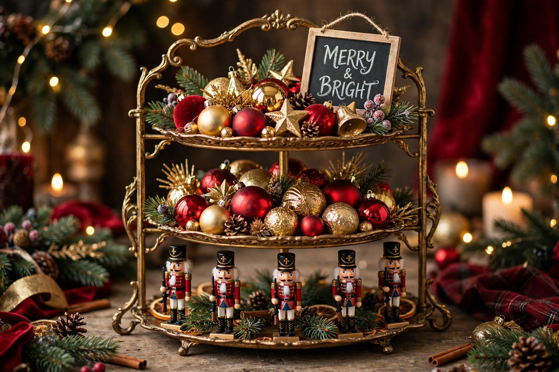 Nutcracker soldier tray — Christmas tiered tray idea