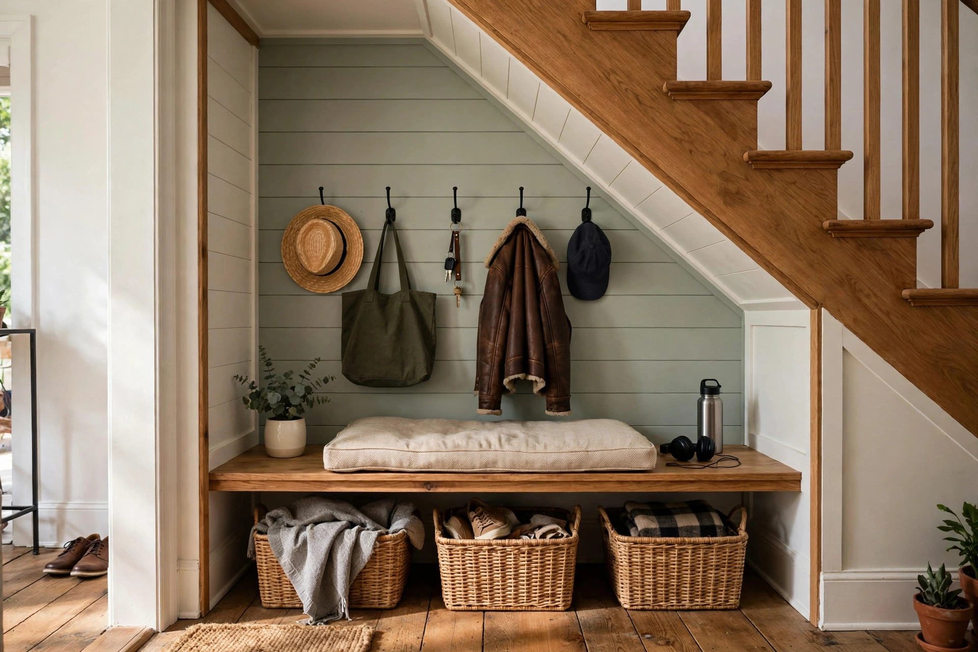 Under-stair nook drop zone — drop zone idea