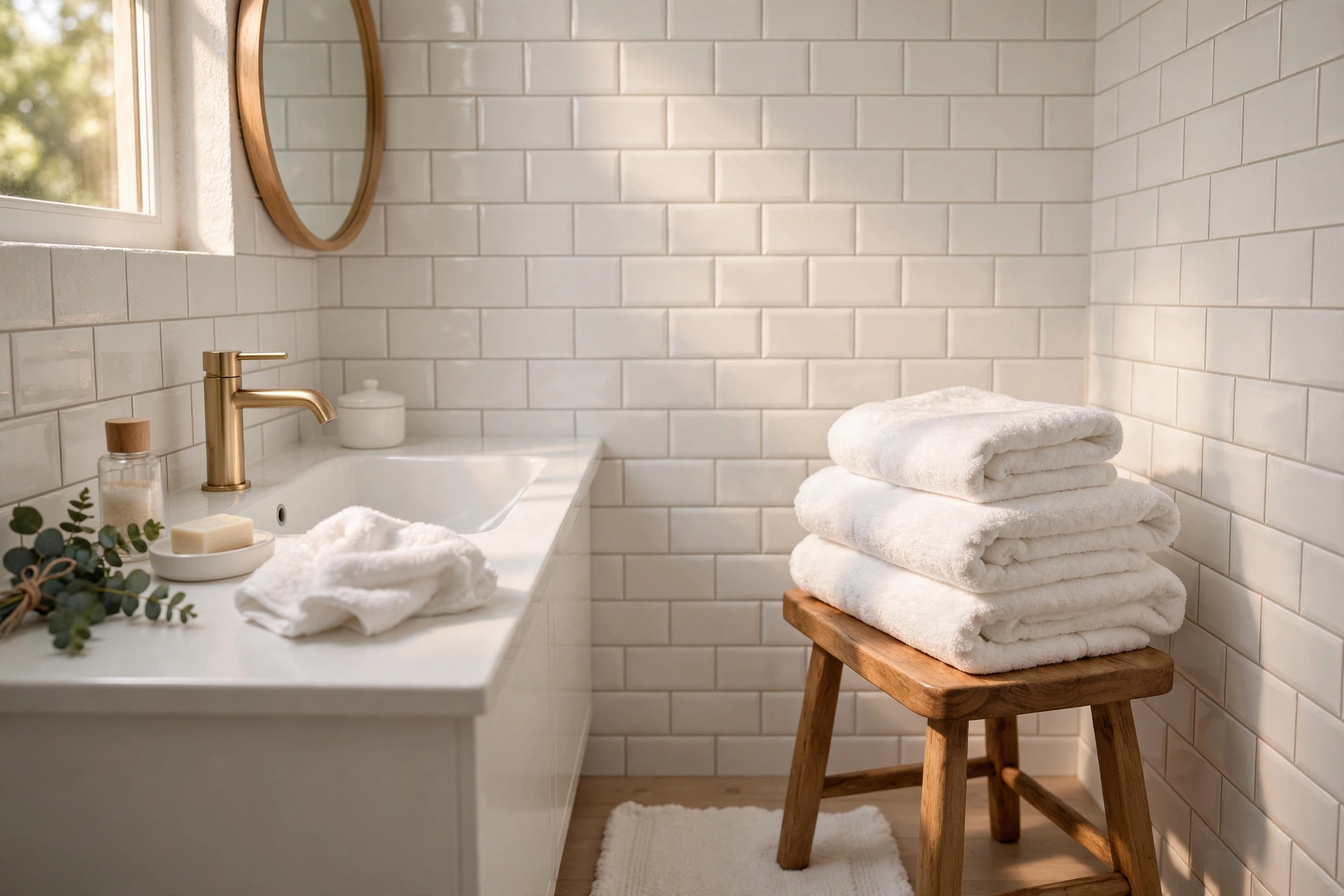 All-white spa-style small bathroom — small bathroom decor idea