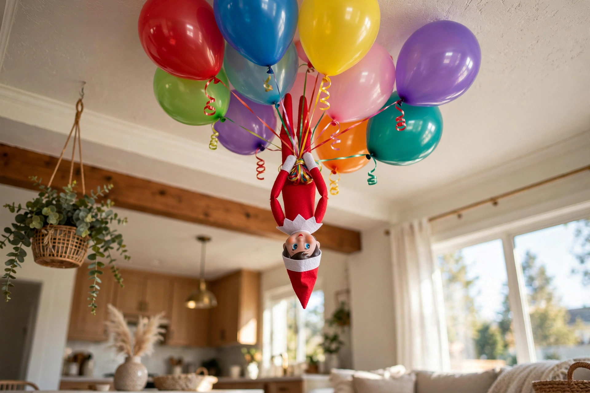 Balloon bunch lift-off elf arrival — elf on the shelf arrival idea