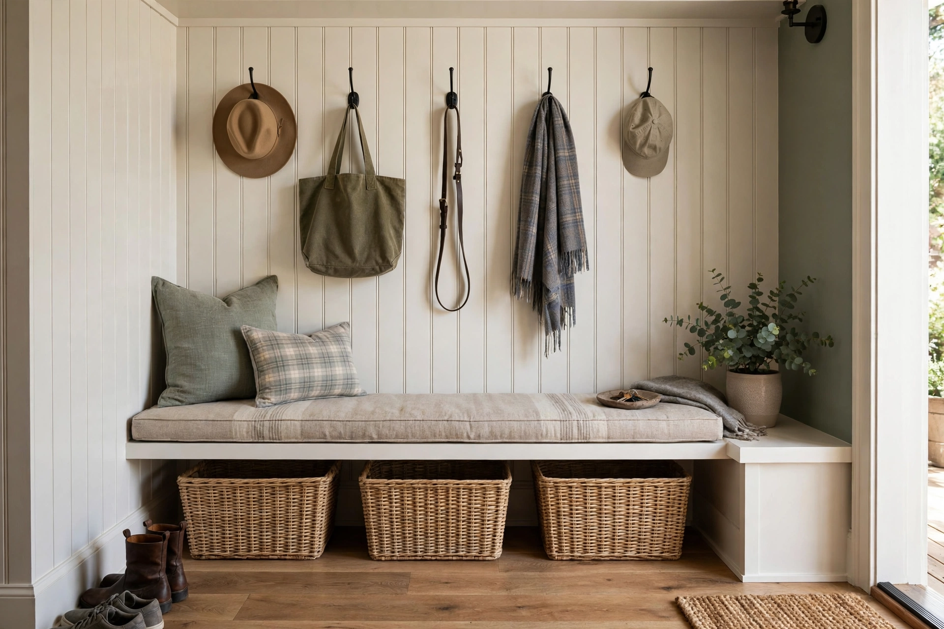 Built-in mudroom bench — drop zone idea