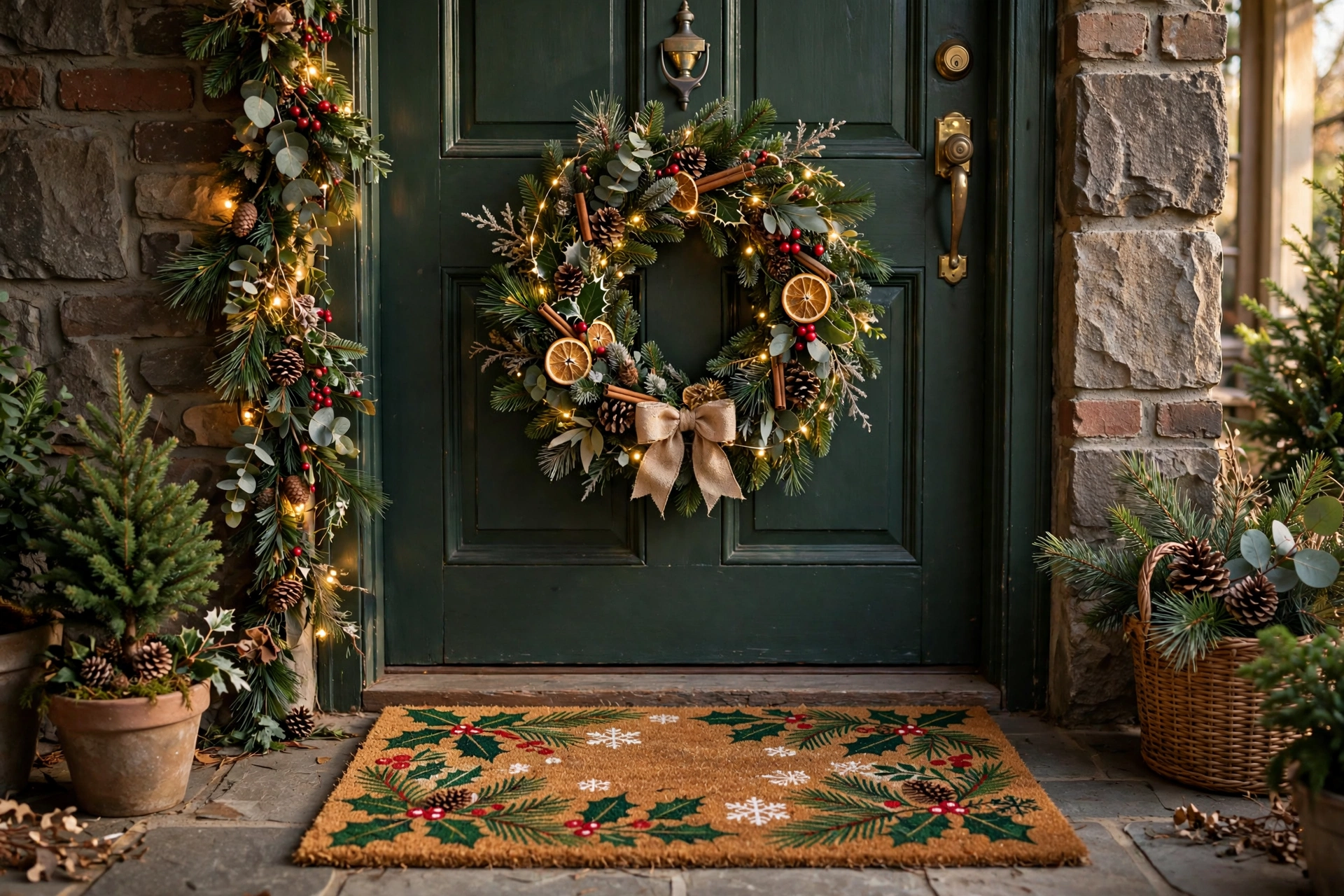 Festive message doormat — Christmas door idea