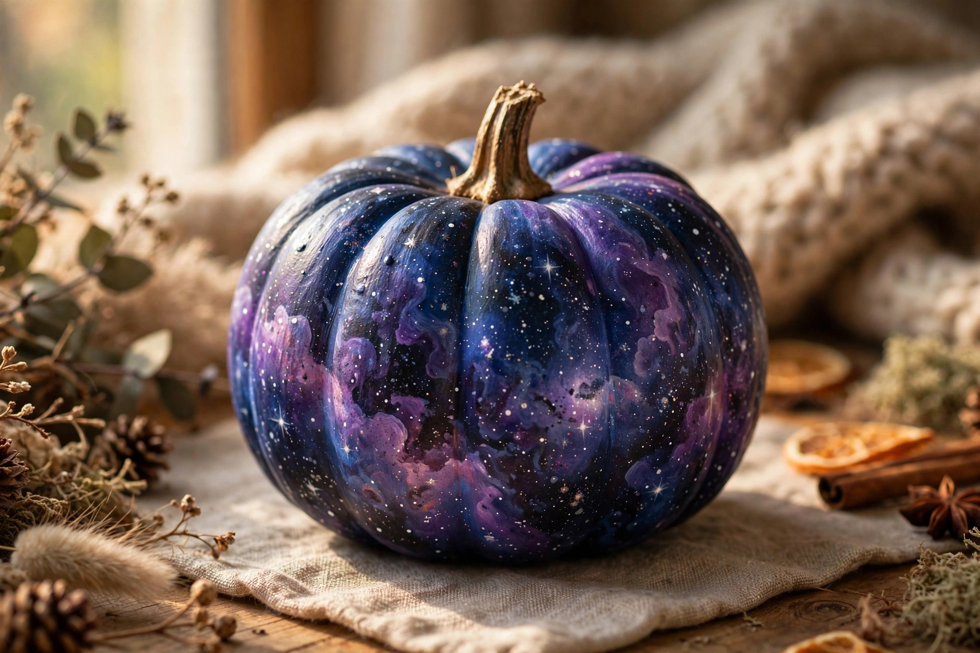 Galaxy mini pumpkin — mini pumpkin painting idea