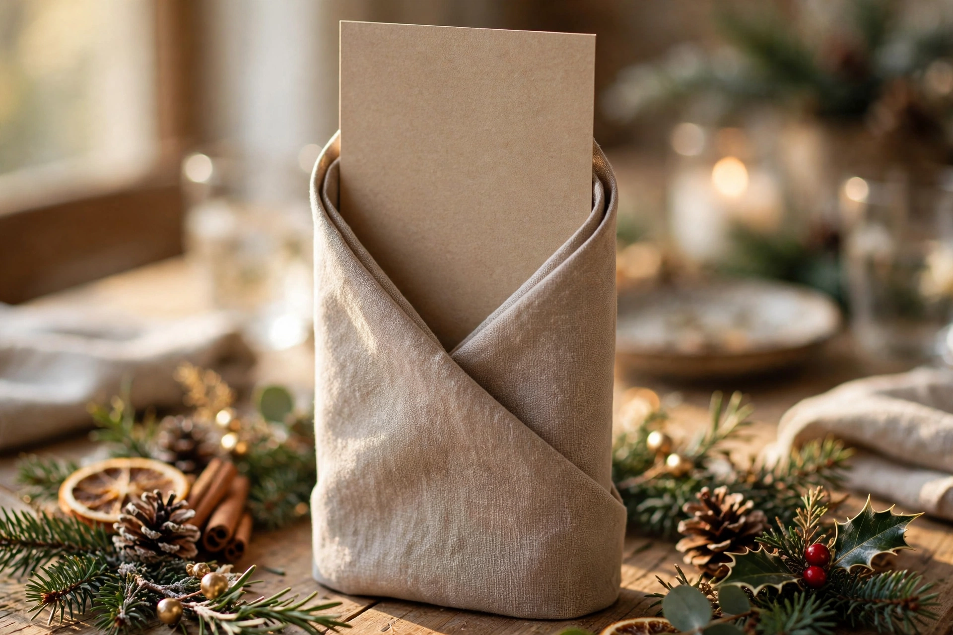 Menu pocket napkin fold — Christmas napkin folding idea